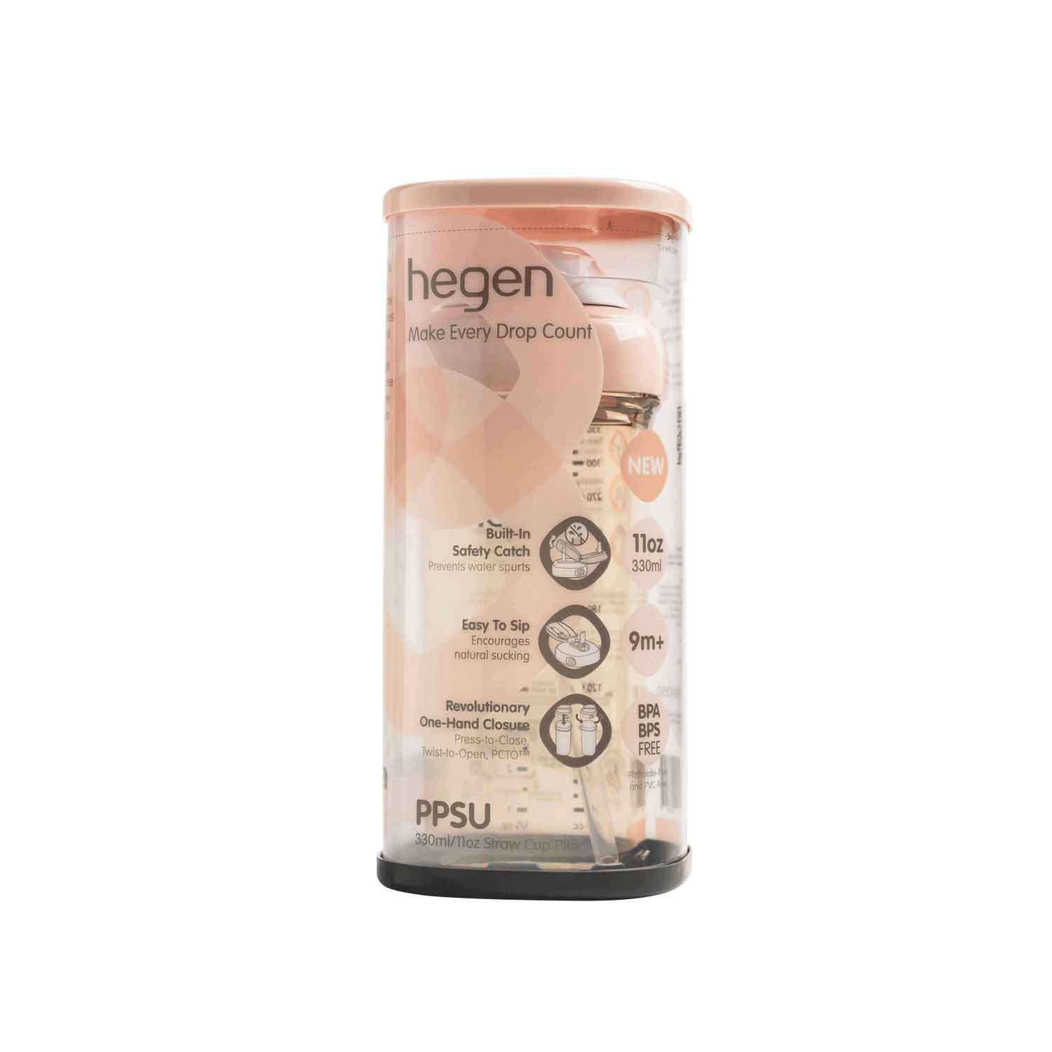 Hegen PCTO™ 330ml/11oz Straw Cup PPSU Baby Bottle - BPA-Free, Leak-Proof, Easy Grip for Infants 9+ Months - Perfect for Travel, Daycare & On-the-Go Feeding (Pink)