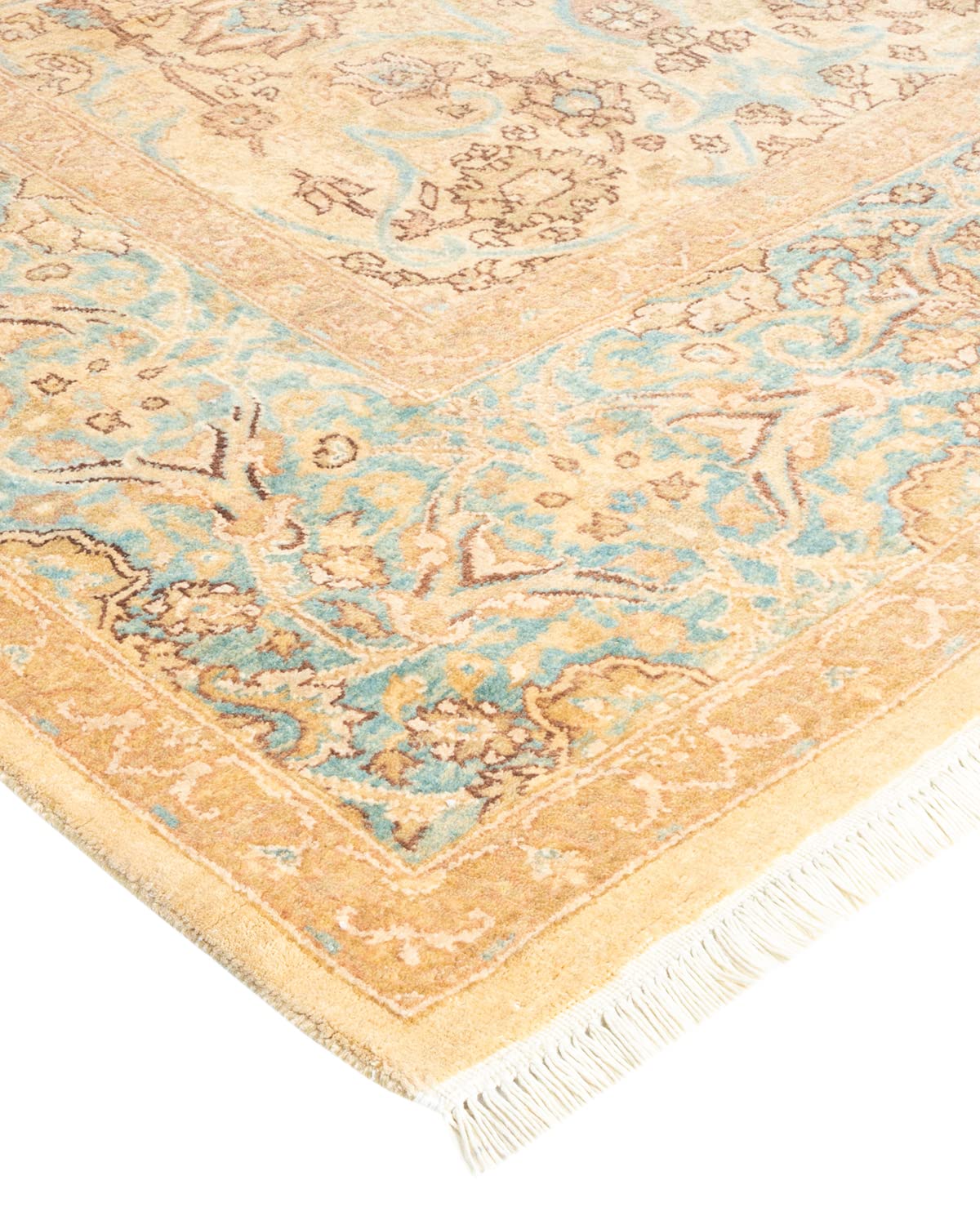 Handmade Wool Oriental Mogul Ivory 6x9 Area Rug - Solo Rugs One of a Kind Hand Knotted Traditional Design for Living Room, Bedroom & Home Decor