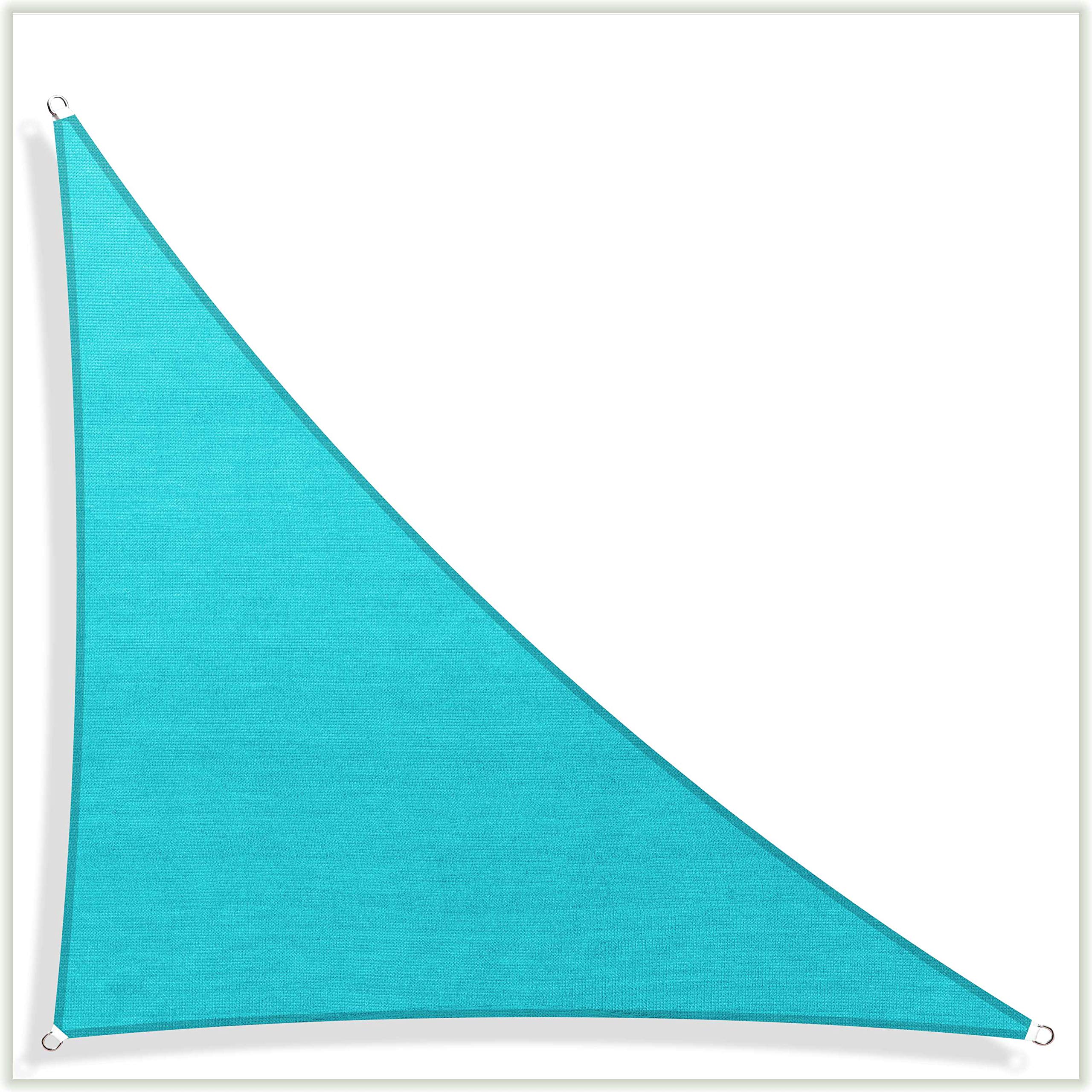 ColourTree 12' x 12' x 17' UV Resistant Turquoise Triangle Sun Shade Sail with Heavy Duty Installation Hardware Kit - Perfect for Patio, Garden, Poolside and Outdoor Shade Protection