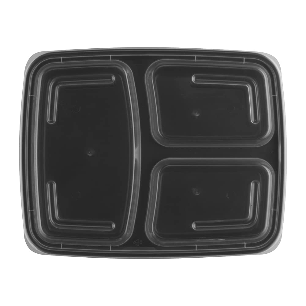 TIYA 48 oz Takeout Food Containers - Bulk 150 Pack with Lids - Reusable Plastic Compartment To-Go Boxes - Microwavable & Dishwasher Safe - BPA-Free & Leak-Proof for Restaurants, Meal Prep, Catering, and Leftovers Storage