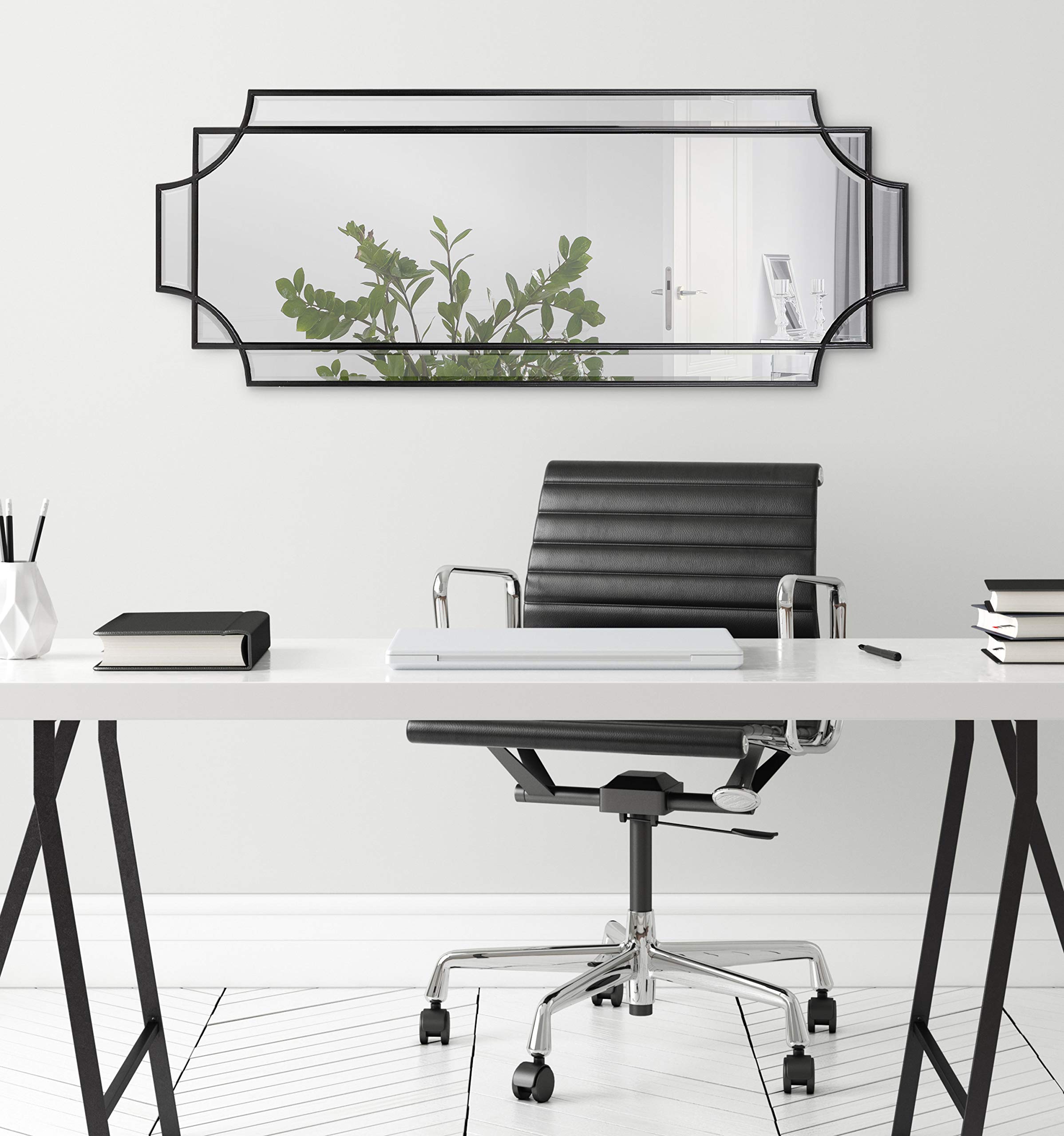 Kate and Laurel Minuette Glam Wall Mirror - 16x42 Inches, Black, Elegant Traditional Boho Decor for Living Room, Bedroom & Entryway