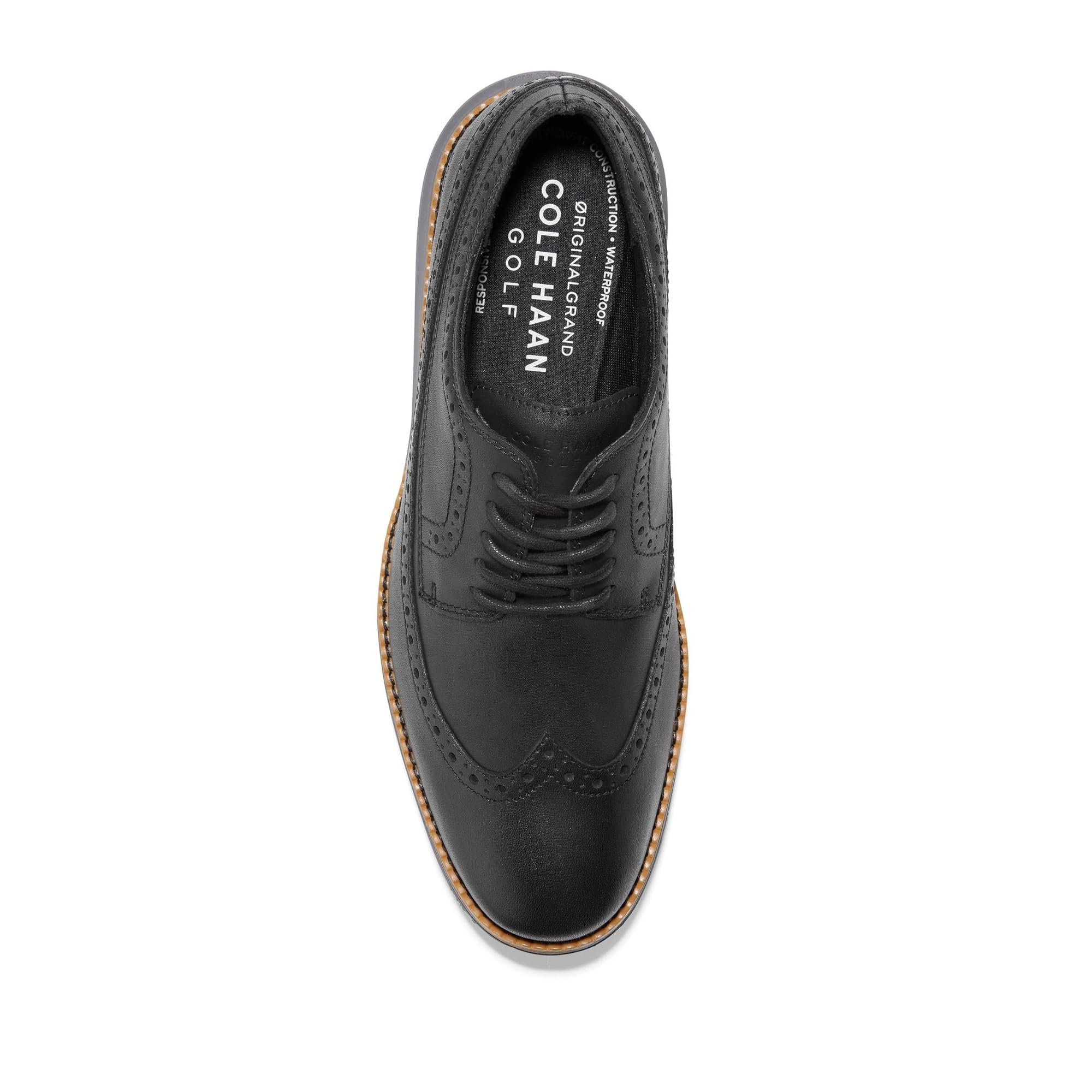 Cole Haan Men's OriginalGrand Wingtip Golf Oxford Shoes – Classic Comfort & Style for Golf, Business & Casual Wear