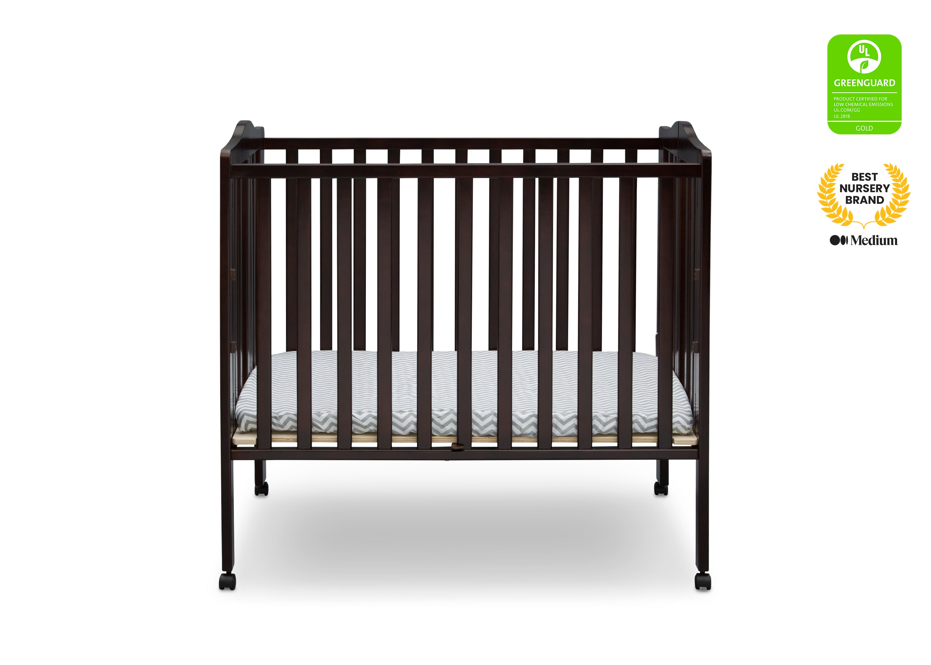 Portable Folding Mini Baby Crib with 1.5 Inch Mattress - Lightweight Travel Crib for Home, Nursery & On-The-Go