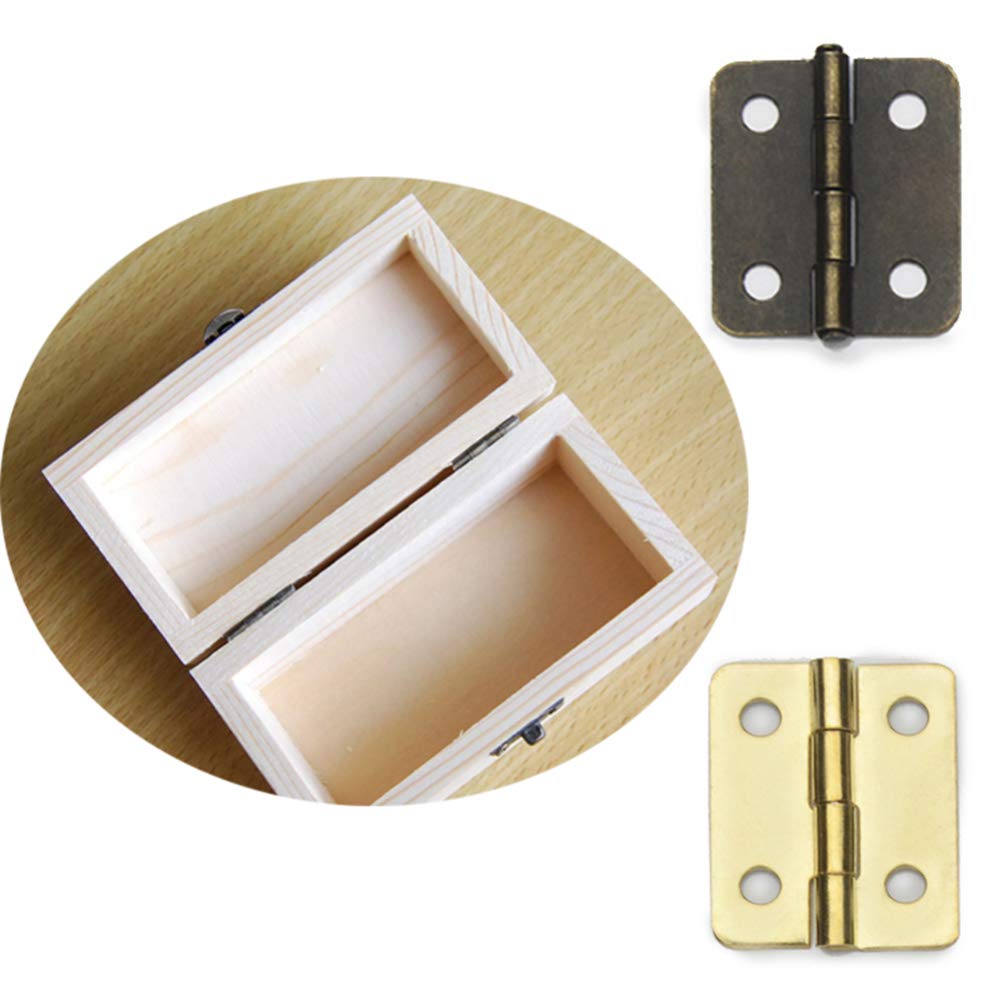 Healifty 20pcs 1:12 Scale Miniature Hinges for Dollhouse Furniture - Brass Cabinet & Closet Hardware with 80 Screws - Perfect for DIY Dollhouse, Model Building, and Miniature Projects
