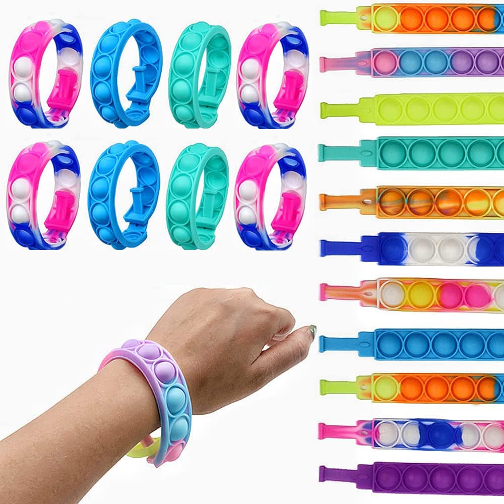 20PCS Pop Bubble Fidget Bracelet Set - Multi-Sensory Stress Relief Toys for Kids & Adults - Fun Kawaii Gifts for Girls, Boys, Teens - Perfect for ADHD, Anxiety, Classroom & Office Use
