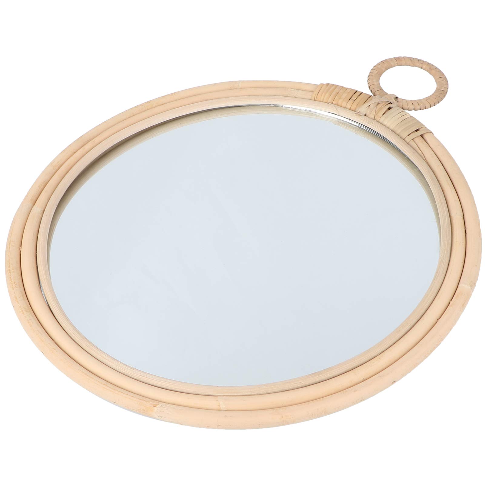 Stylish Rattan Round Mirror - Decorative Wall Art for Bathroom, Dressing Room & Makeup Vanity | Handcrafted Woven Rattan Design for Home Decor