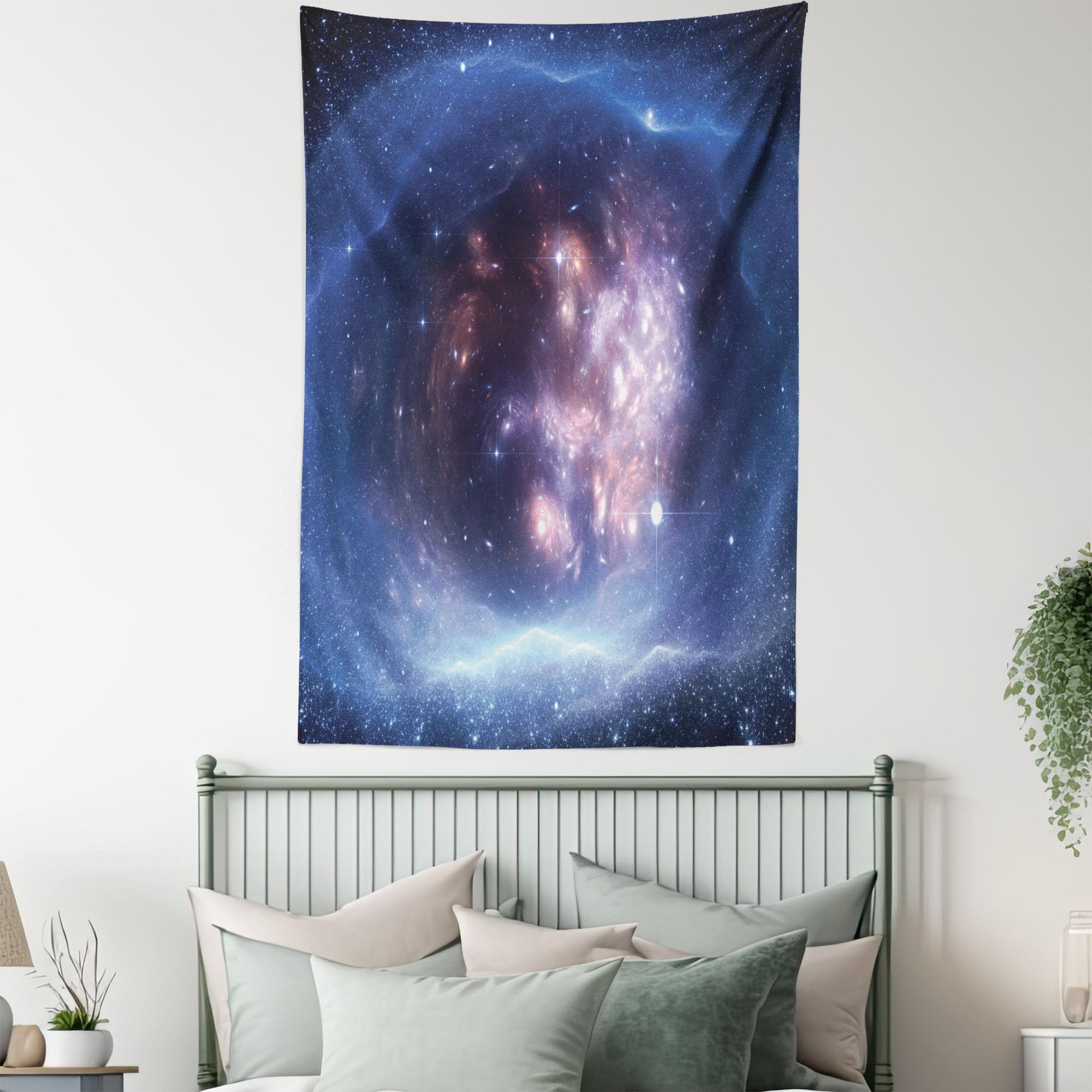 Ambesonne Outer Space Tapestry - Galaxy Nebula Star Clusters Astronomy Art Wall Hanging Decor for Bedroom, Living Room, Dorm - 23x28 Inches Indigo Purple - Perfect for Space Theme Rooms, Teen Bedrooms & Astronomy Lovers