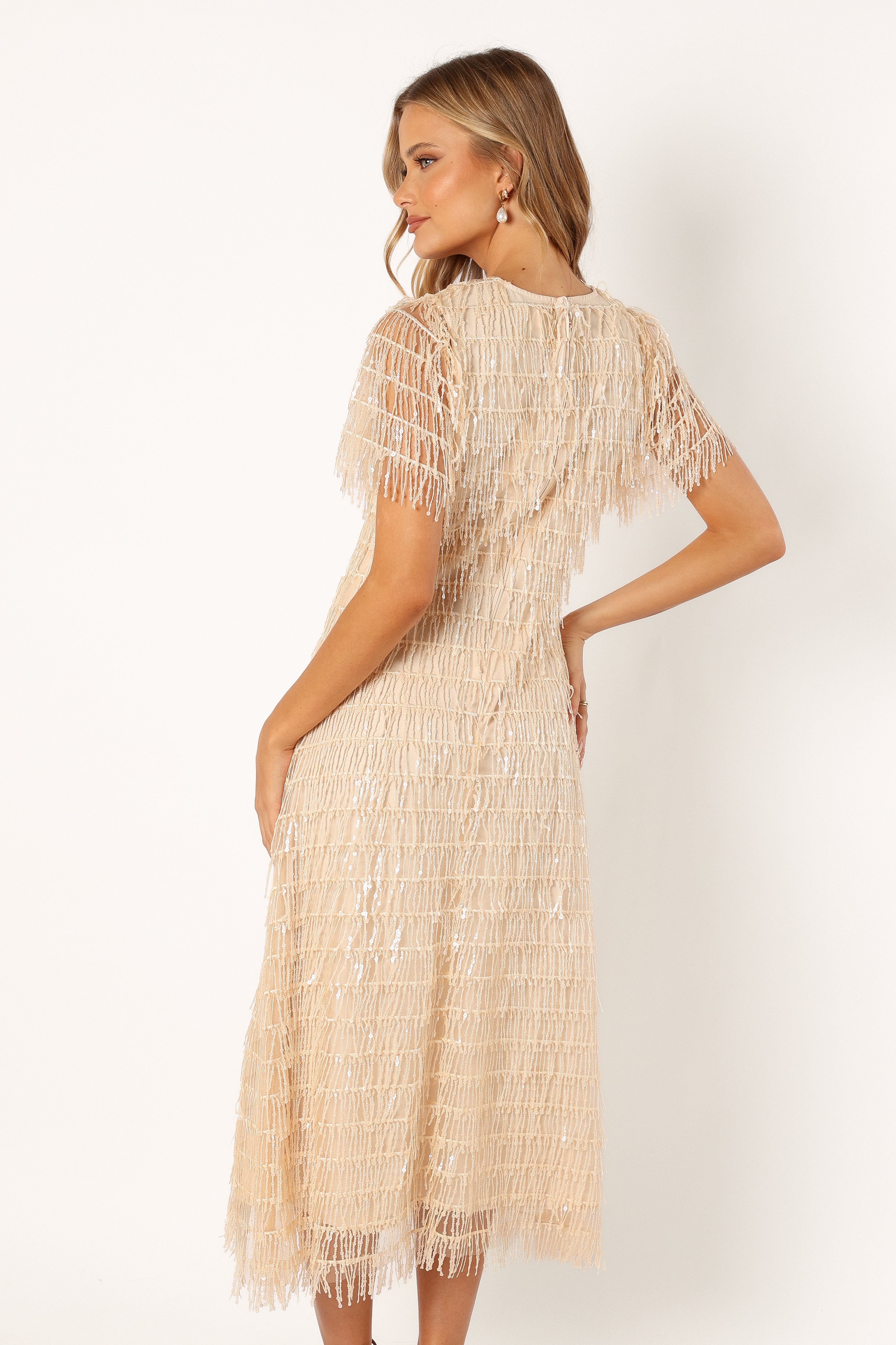 Kala Textured Maxi Dress for Women - Flowy Boho Long Dress in Beige | Perfect for Beach Vacations, Summer Parties & Casual Outings
