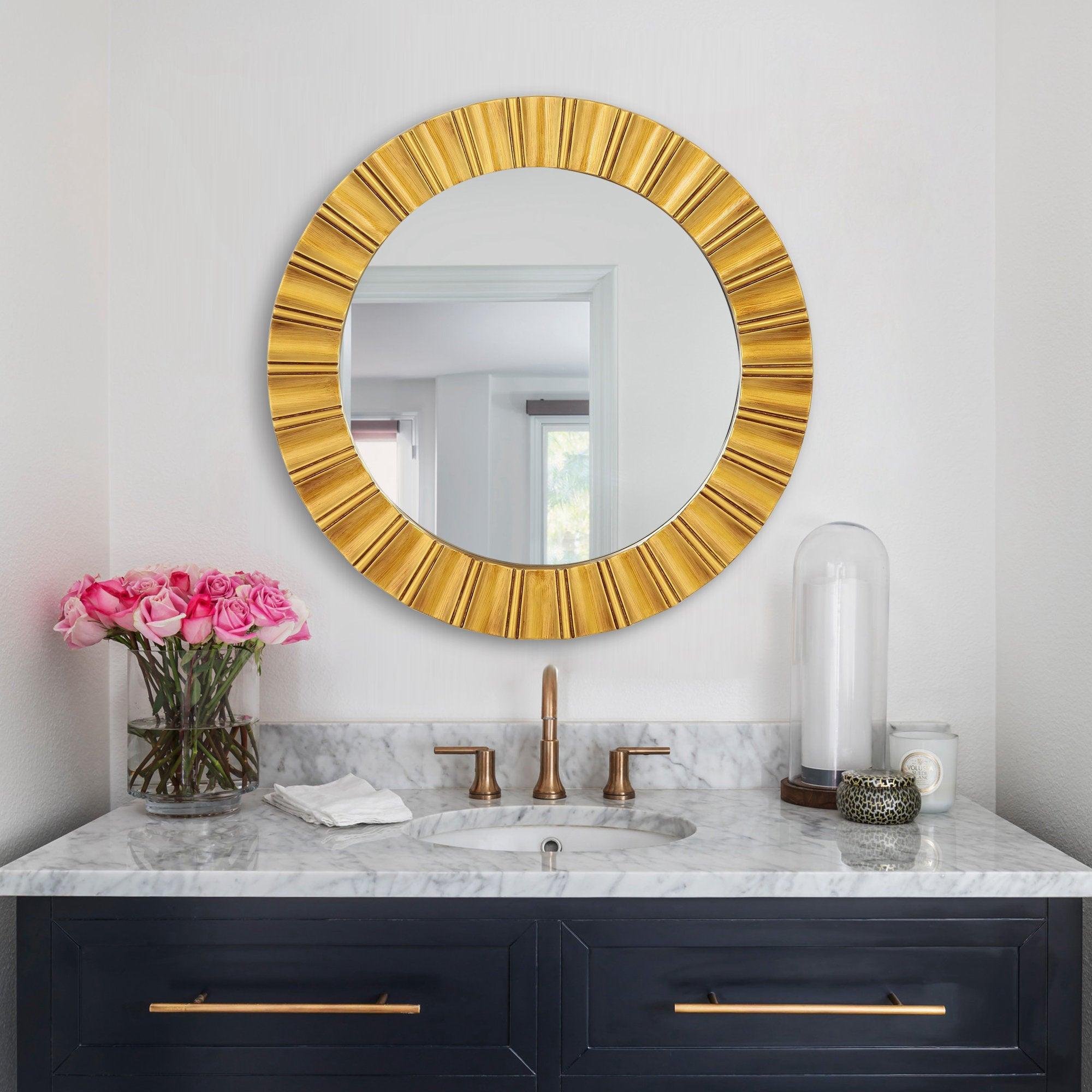 Modern Round Wall Mirrors - Decorative Wall Mounted Mirror for Living Room, Bedroom & Bathroom - Elegant Home Decor & Space Enhancing Accent Piece