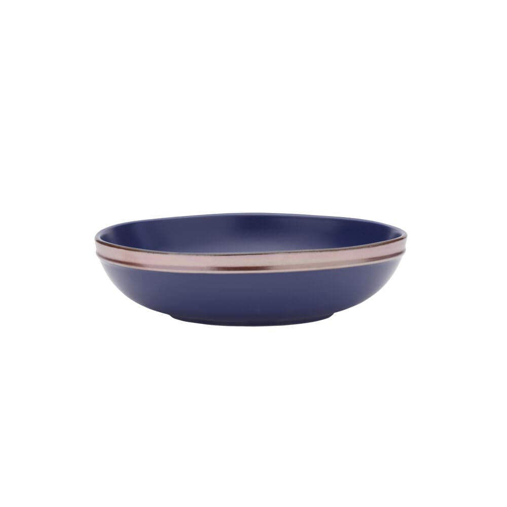 Miller Blue 12-Piece Dinnerware Set - Service for 4 People, Porcelain Plates & Bowls for Everyday Dining, Family Meals & Dinner Parties