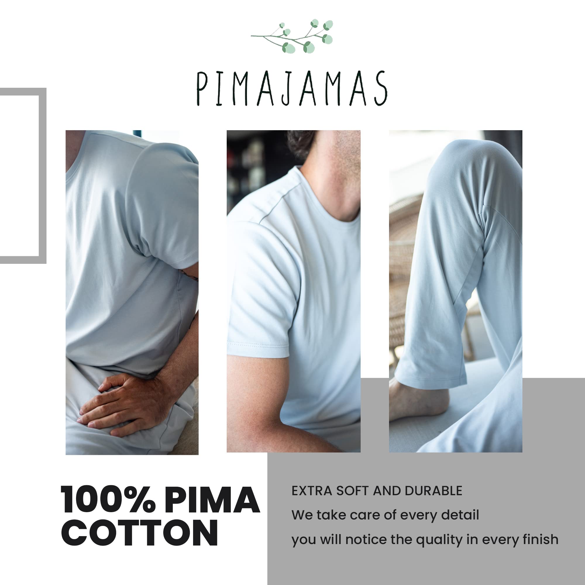 Premium Men's Pajama Set - 100% Peruvian Pima Cotton Sleepwear & Lounge Wear - Ultra Soft Breathable Men's Sleep Set for Relaxation & Comfort at Home