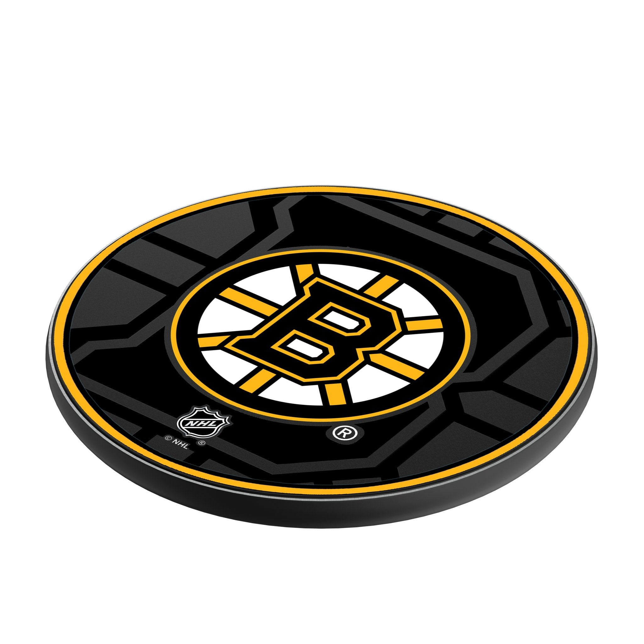Boston Bruins Monocolor Tilt 15W Fast Wireless Charger - Qi Certified Phone Charging Stand for iPhone, Samsung, AirPods - Perfect for Home, Office & Nightstand Charging