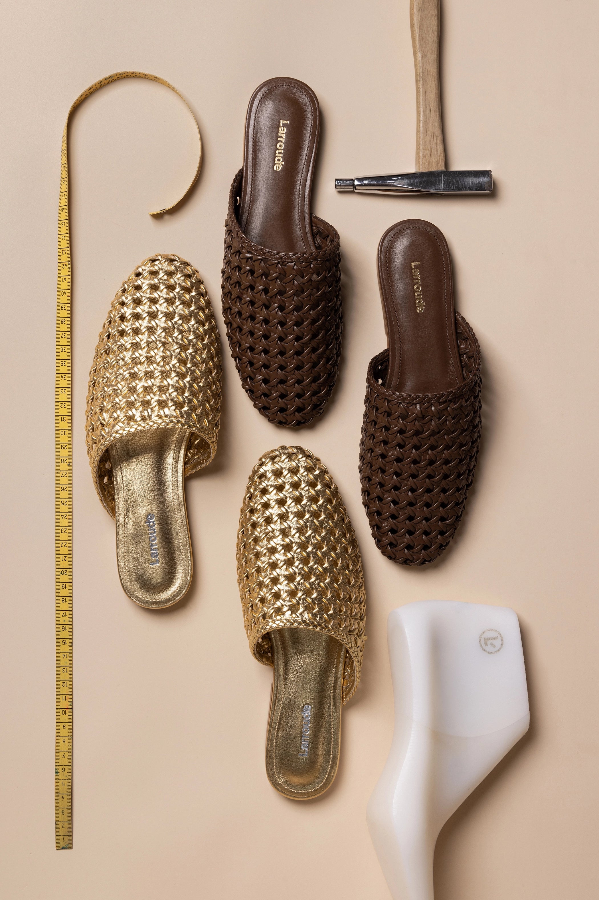 Venice Gold Metallic Leather Macrame Flat Mules - Comfortable Bohemian Style Slip-On Shoes for Women, Perfect for Beach, Vacation and Summer Outfits