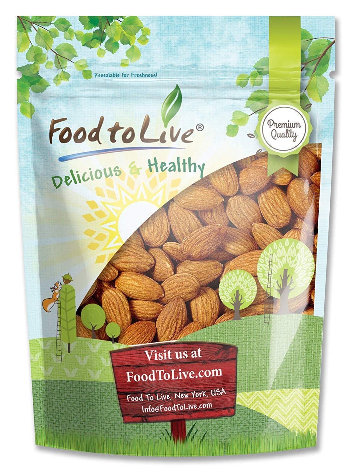 Food to Live California Almonds, 5 Pounds – Raw, Unsalted, Whole Natural Almonds for Snacking, Baking & Cooking | Premium Quality, Non-GMO, Vegan Friendly | Great for Salads, Trail Mix & Healthy Recipes