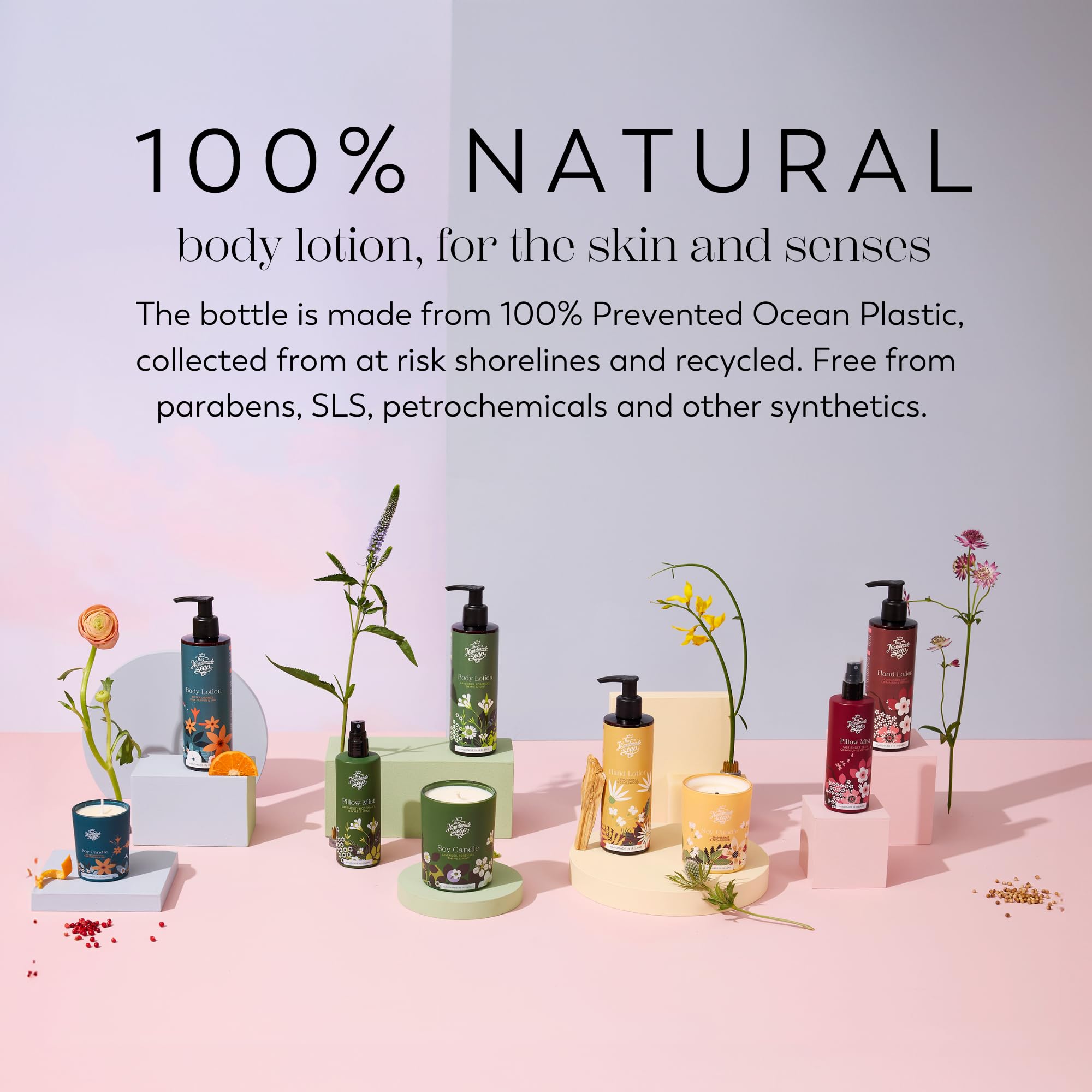 The Handmade Soap Company Lavender Rosemary Thyme & Mint Body Lotion - 8.5oz Natural Moisturizing Cream for Dry Skin - Cruelty Free Vegan Body Care - Perfect for Daily Hydration & Relaxation