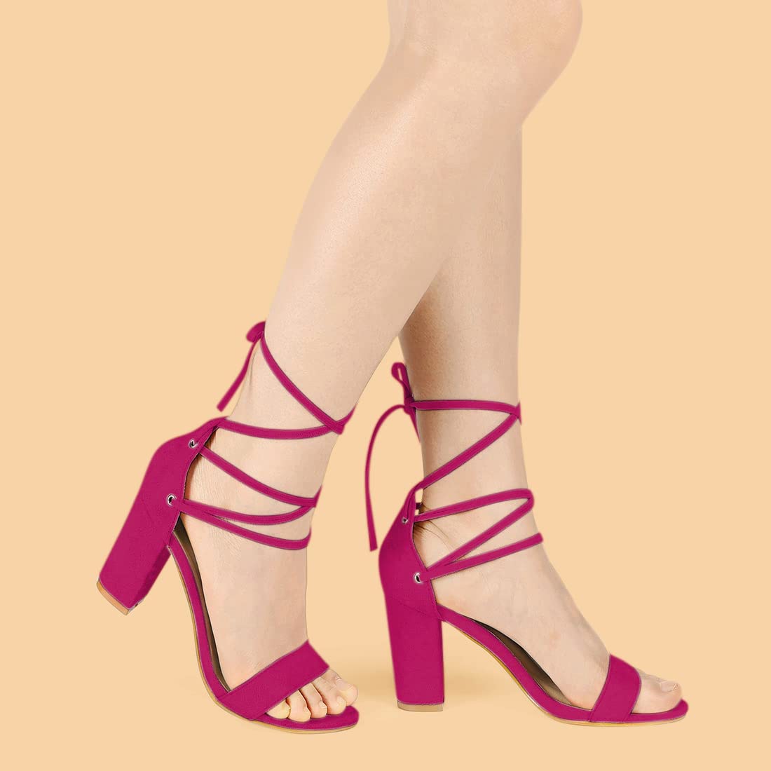Allegra K Women's Strappy High Heel Sandals - Chunky Tie-Up Heels for Women | Perfect for Weddings, Parties & Night Out