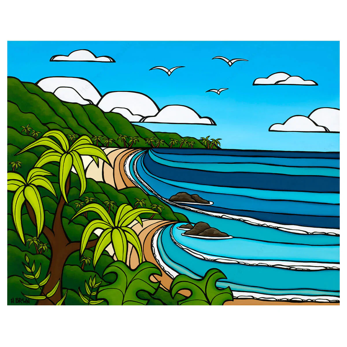 Heather Brown Limited Edition Giclee Print - Outer Island Paradise Hawaiian Beach Art for Home & Office Wall Decor