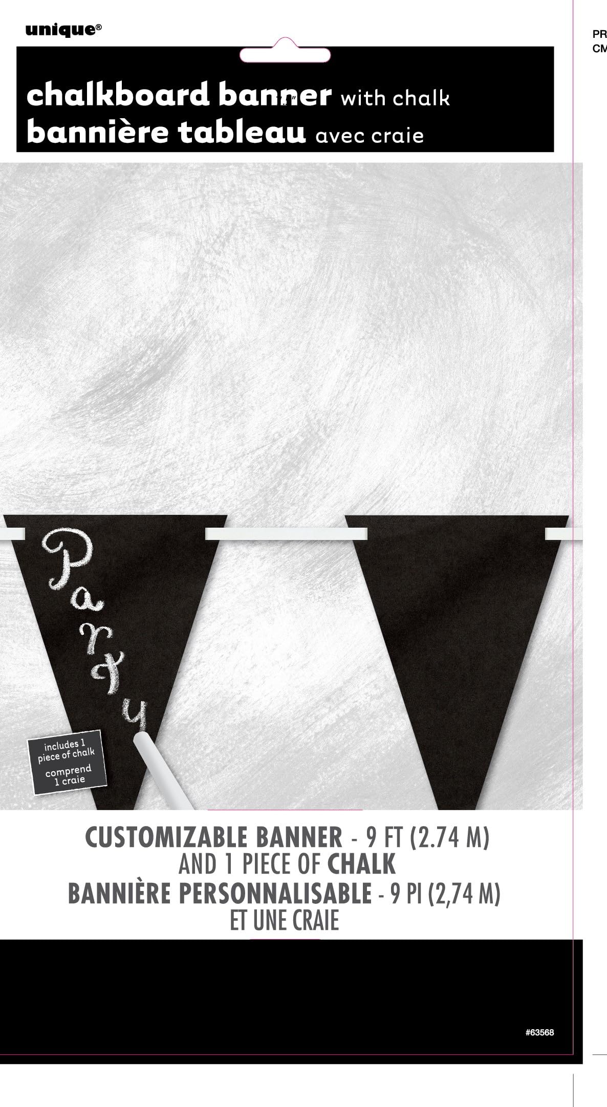 9 ft Black & White Chalk Paper Flag Banner with Chalk - Perfect for Birthdays, Bridal Showers, Graduations & Parties - Decorative Wall Hanging for Events & Celebrations