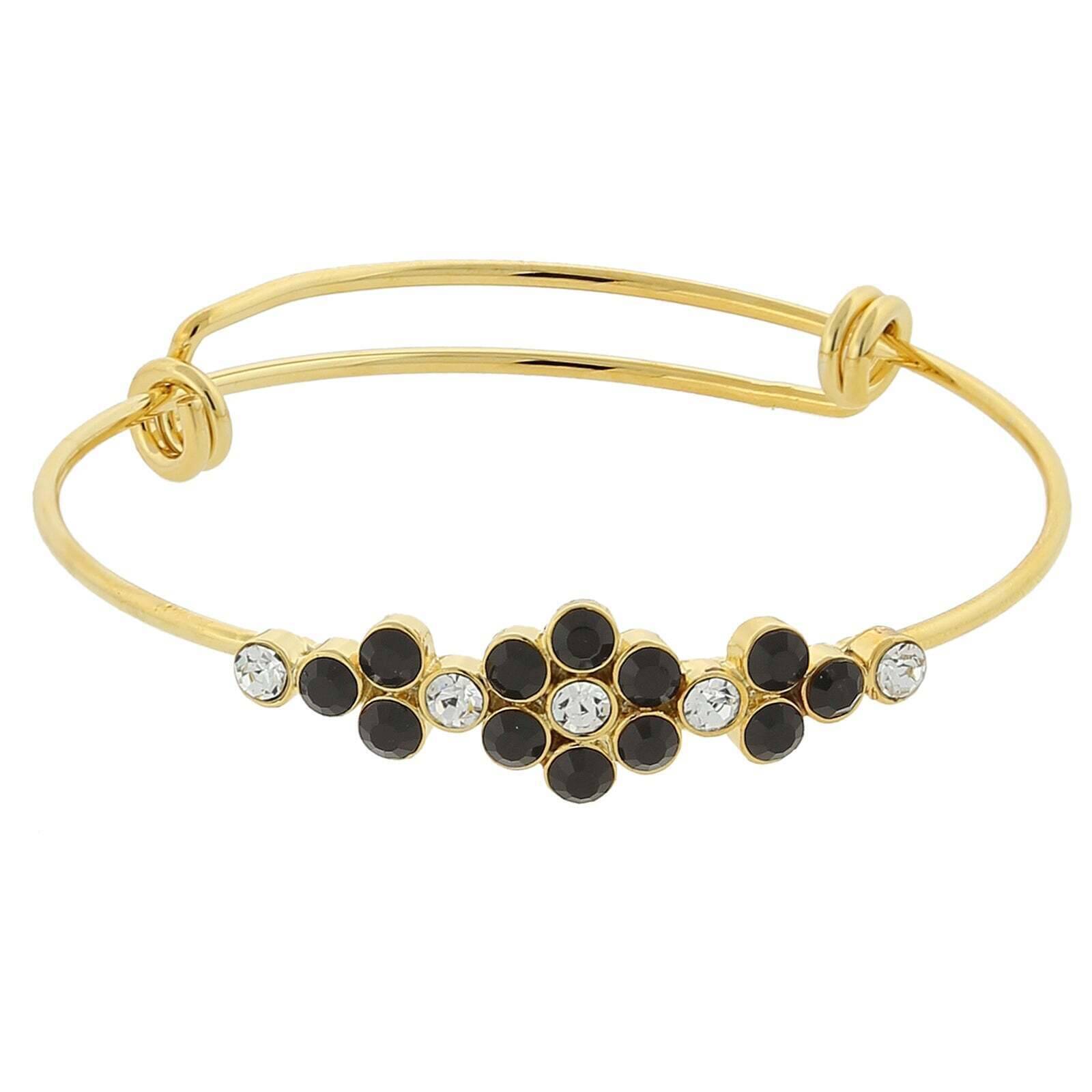 1928 Crystal Flower Wire Bangle Bracelet - Elegant Vintage Jewelry for Women, Perfect for Weddings, Parties & Special Occasions