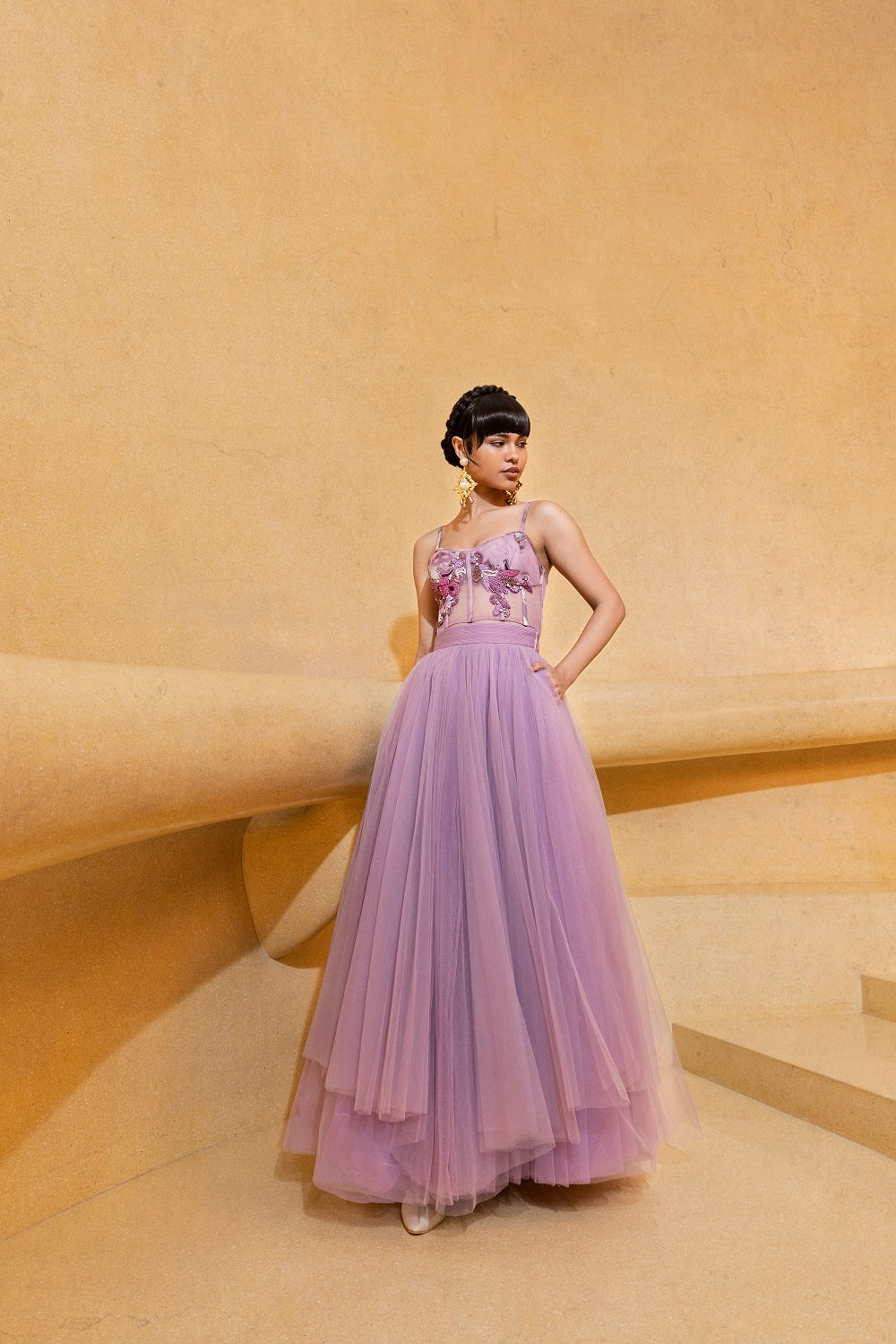 Lilac Tulle Skirt for Women - Elegant Flowy Midi Skirt with Layered Ruffles - Perfect for Weddings, Parties & Special Occasions
