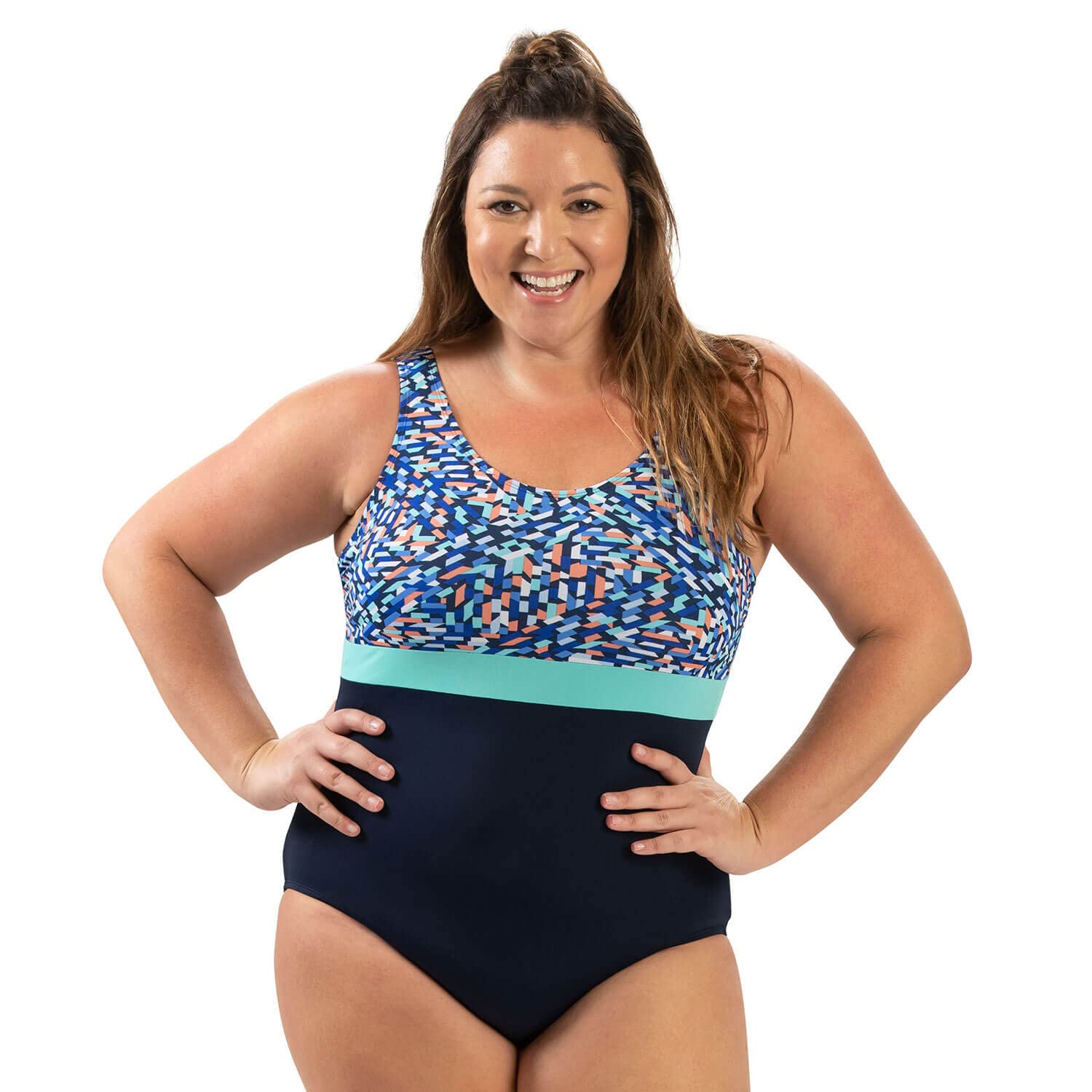 Dolfin Women's Color Block Moderate Scoop Back Swimsuit - Stylish One Piece Bathing Suit for Beach, Pool & Vacation | Flattering Swimwear with Comfortable Fit