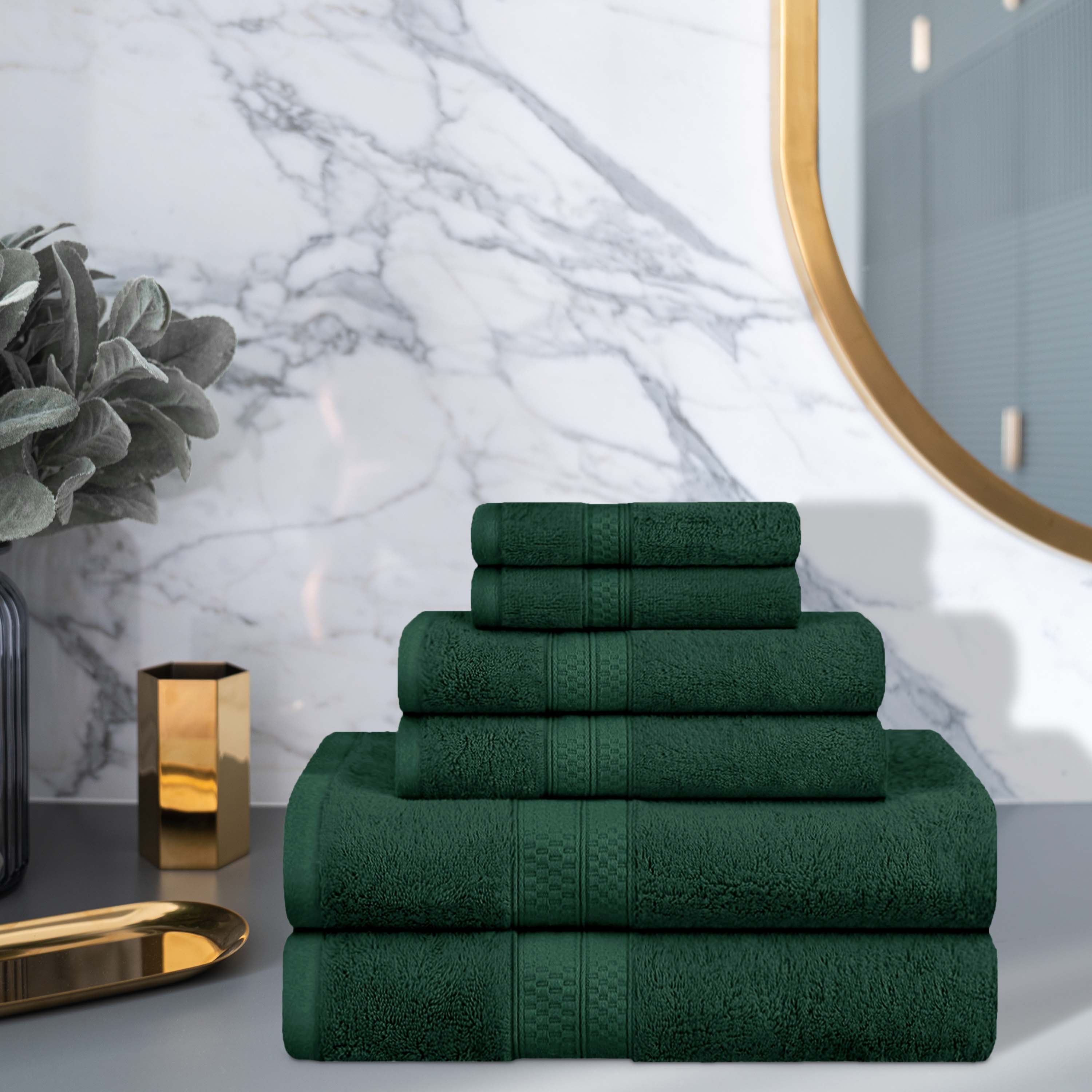Ultra Soft Rayon Bamboo Cotton Blend 6-Piece Towel Set | Bath, Beach & Spa Luxury Towels | Eco-Friendly & Absorbent