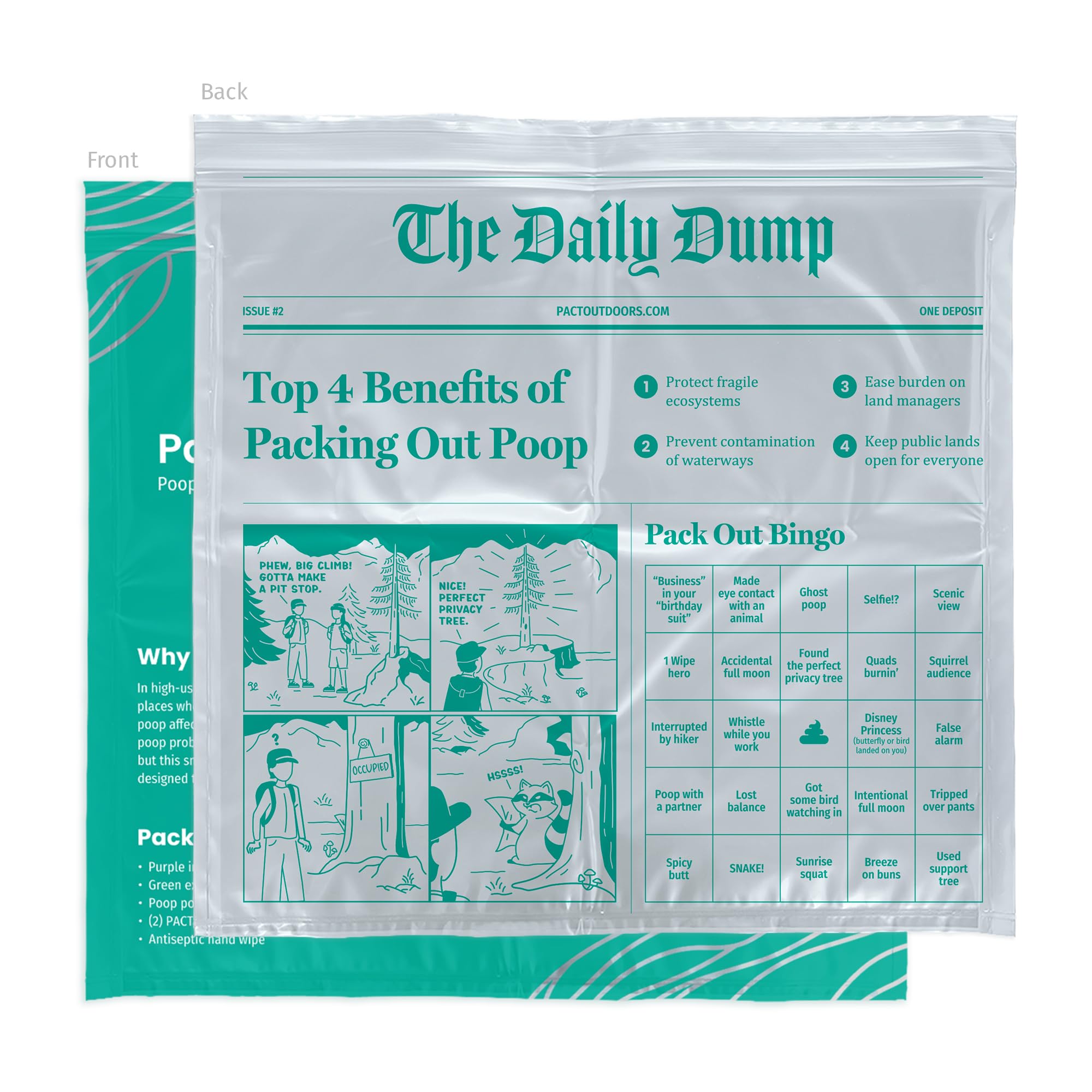 **PACT Pack Out Kit - Portable Camping Toilet Kit with Wet Wipes, Odor-Proof Disposal Bags, Hand Wipes & Waste Powder | Ideal for Camping, Hiking, Backpacking & Outdoor Adventures**