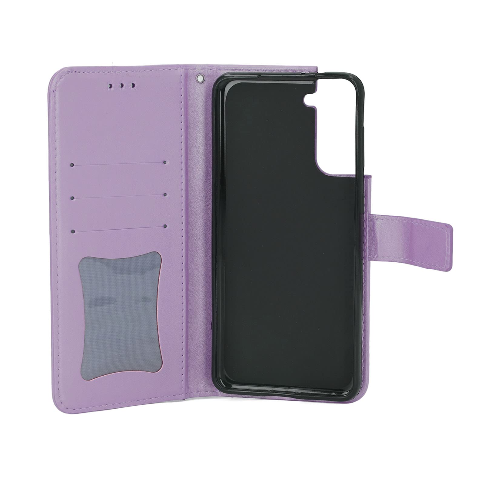 Gaeirt Magnetic Wallet Phone Case with Flower Embossed Design & Hanging Rope - Convenient Protective Cover for iPhone & Android Phones (Purple) - Perfect for Everyday Use, Travel & Hands-Free Convenience