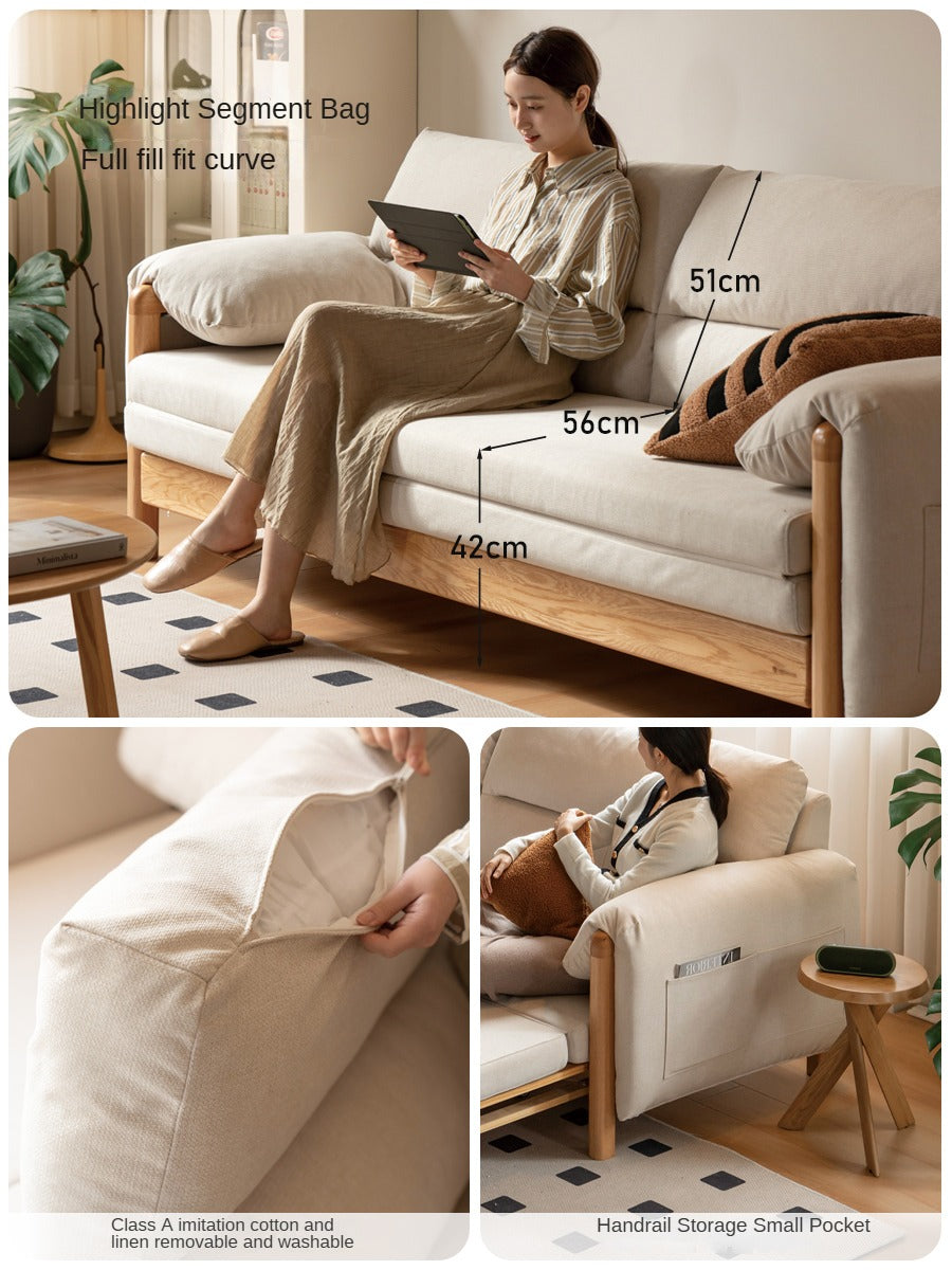 Solid Oak Wood Convertible Sofa Bed - Retractable Design for Sitting & Sleeping | Perfect for Small Spaces, Guest Rooms & Apartments