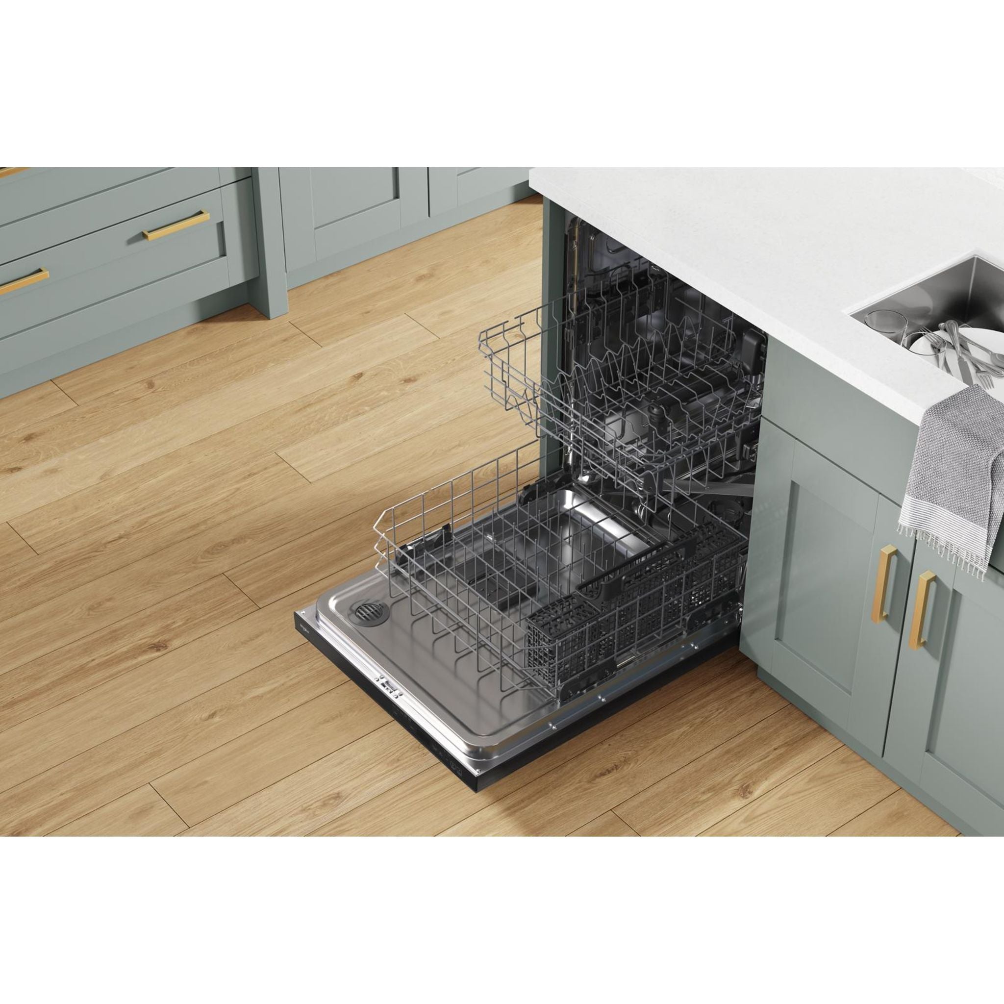 Whirlpool WDT740SALB Built-In Dishwasher - 24 Inch Black Stainless Steel for Modern Kitchens | Energy Efficient & Ultra Quiet | Perfect for Small to Medium Households
