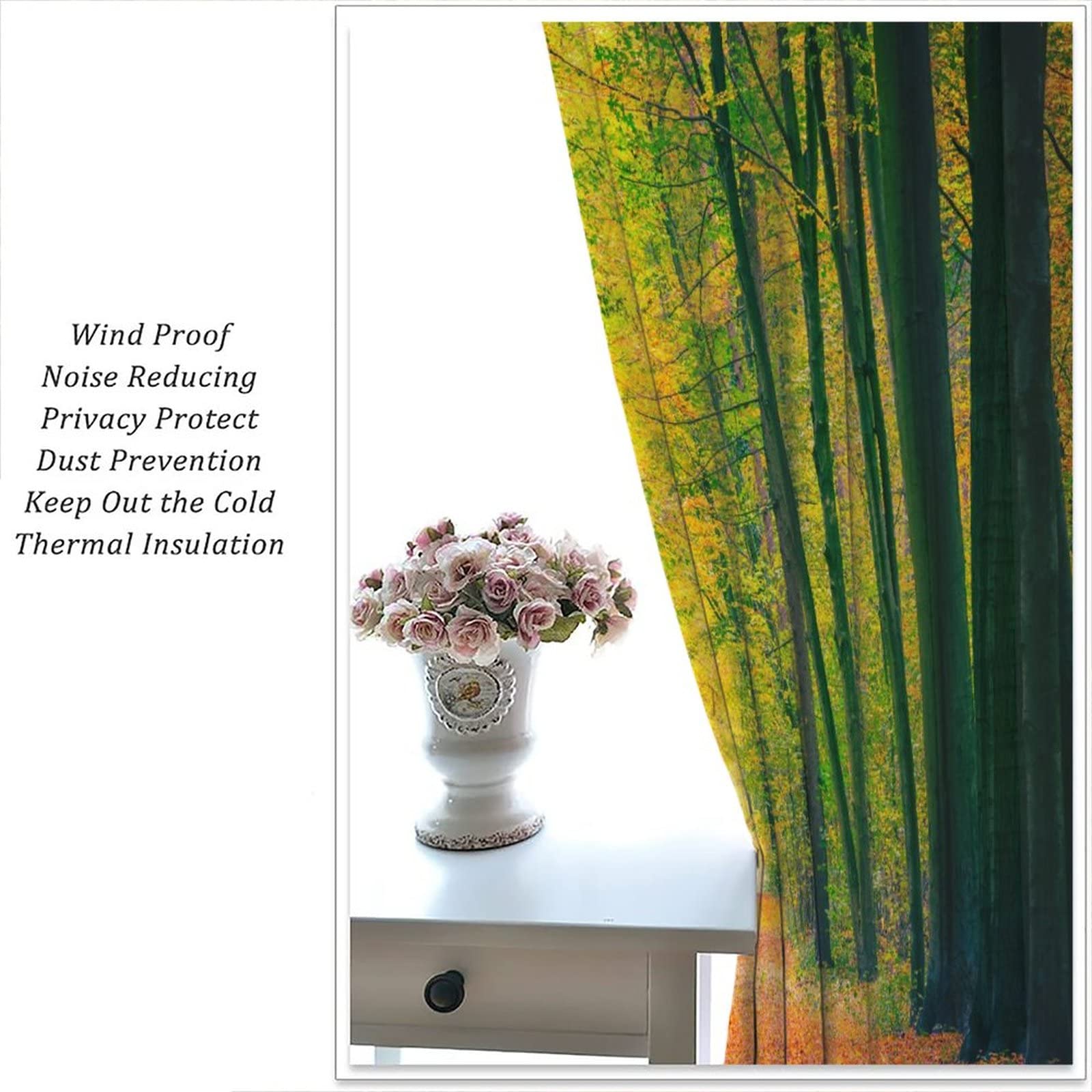 Autumn Forest Curtains - Dry Fallen Leaves Design for Bedroom, Living Room & Cafe Decor (42x63 inches) | Nature-Inspired Window Treatments for Cozy Fall Atmosphere