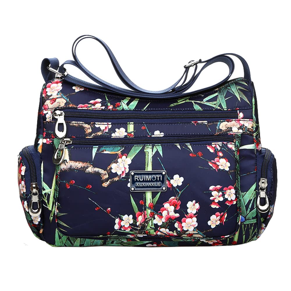 Vintage Floral Shoulder Bag for Women - Lightweight Messenger Purse with Zippers, European & American Rural Style Fashion - Perfect for Casual Outings, Travel, and Everyday Use