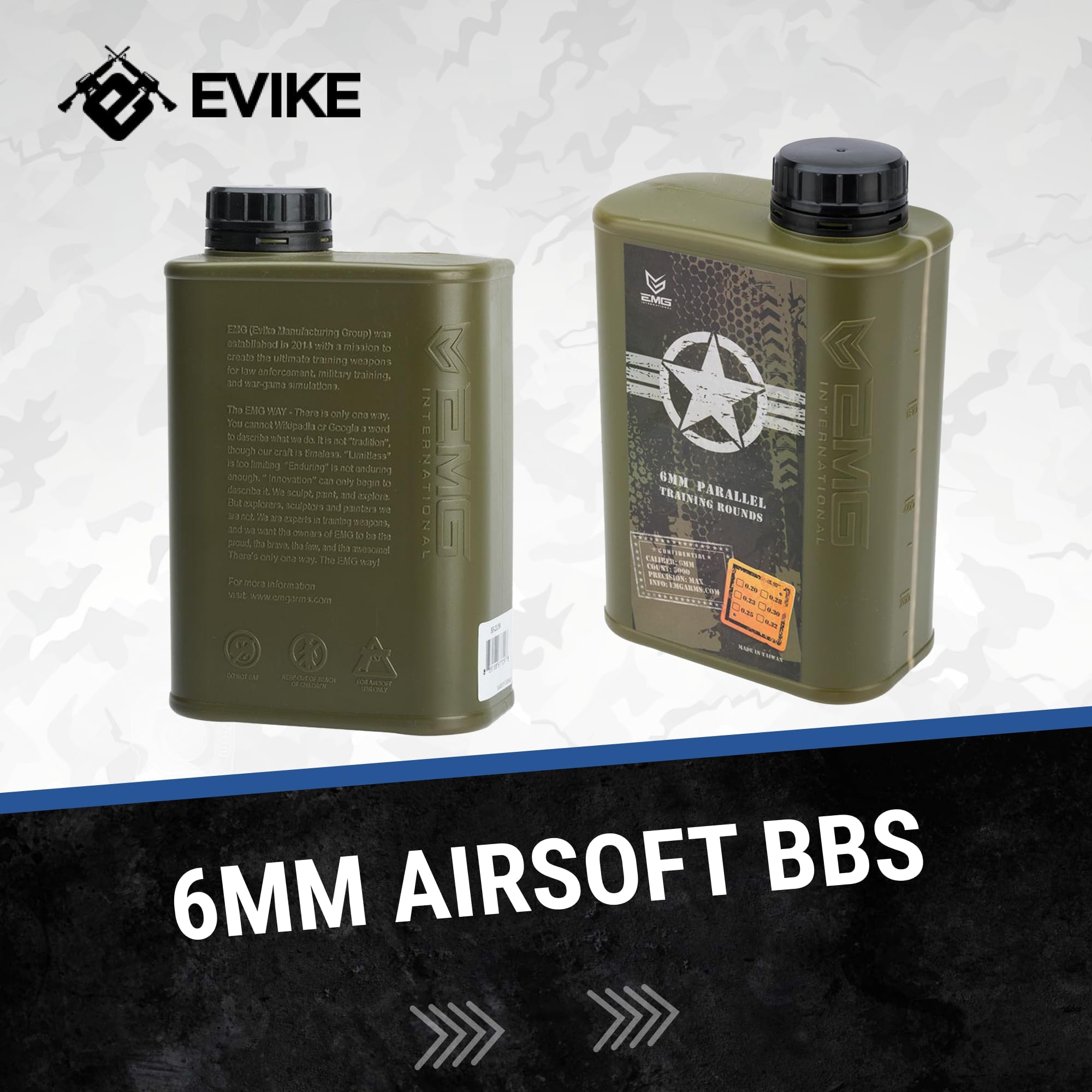EMG International Match Grade 6mm Airsoft BBs - High Precision 0.25g & 0.30g for Competitive Shooting & Target Practice | Perfect for M4, AK47, Pistols | 5000 Count | White