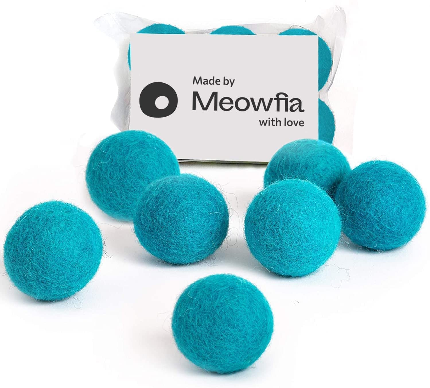 Premium Felt Cat Bed Cave - Light Grey Large Size with 6-Pack Natural Wool Ball Toys Bundle | Cozy Kitty Hideaway for Indoor Cats, Perfect for Napping & Playtime in Living Room or Bedroom