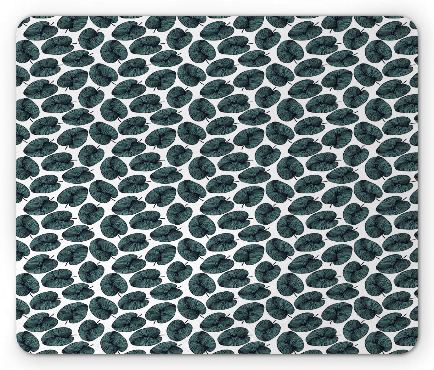 Ambesonne Leaves Mouse Pad - Modern Hawaiian Rainforest Foliage Abstract Design, Non-Slip Rubber Mousepad (Standard Size, Dark Teal/White/Black) for Office, Gaming & Home Computer Use
