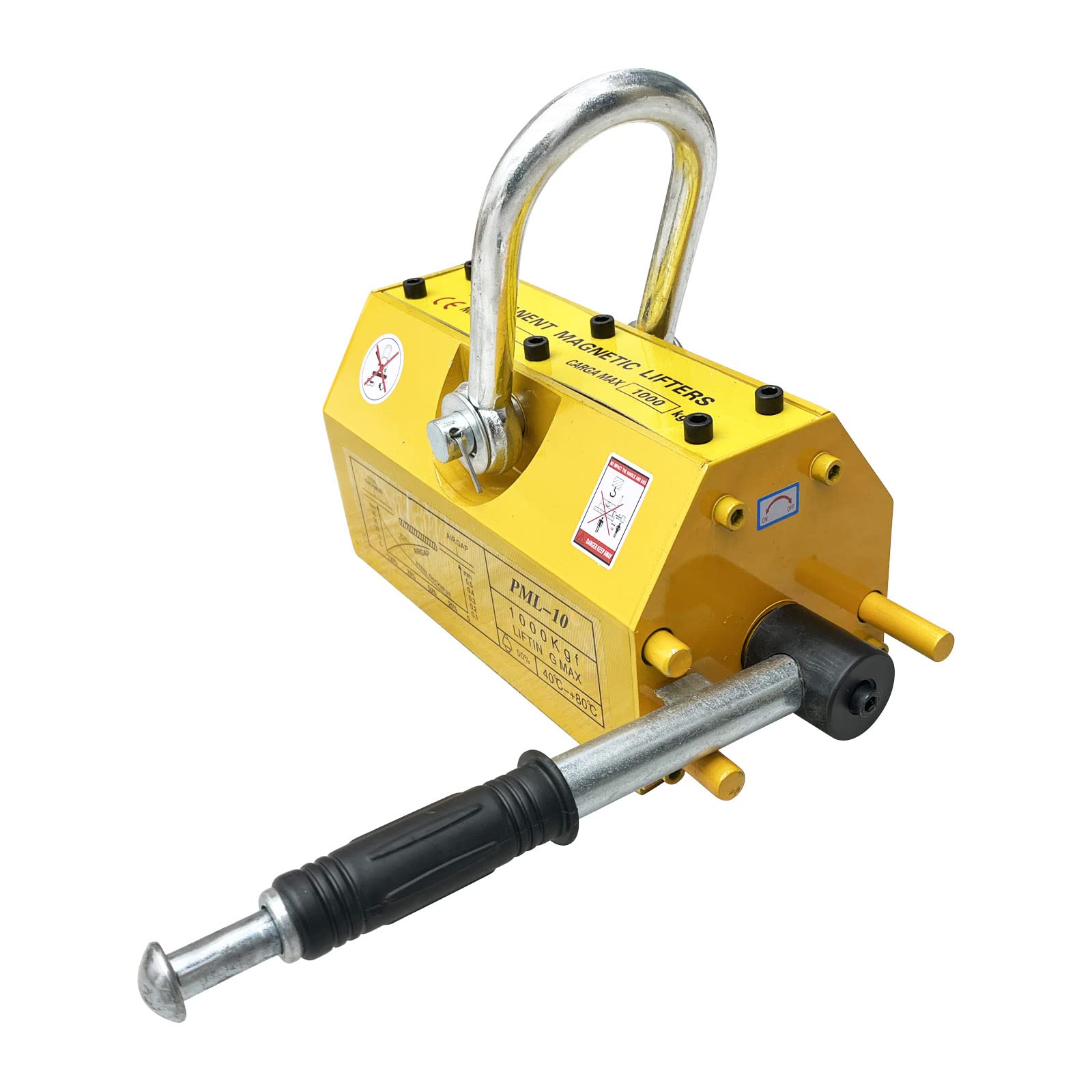INTBUYING 2200LB (1000KG) Heavy Duty Steel Magnetic Lifter - Permanent Crane Hoist Lifting Magnet with Release for Shop, Block Board & Industrial Use | Perfect for Metalworking, Construction & Warehouse Lifting