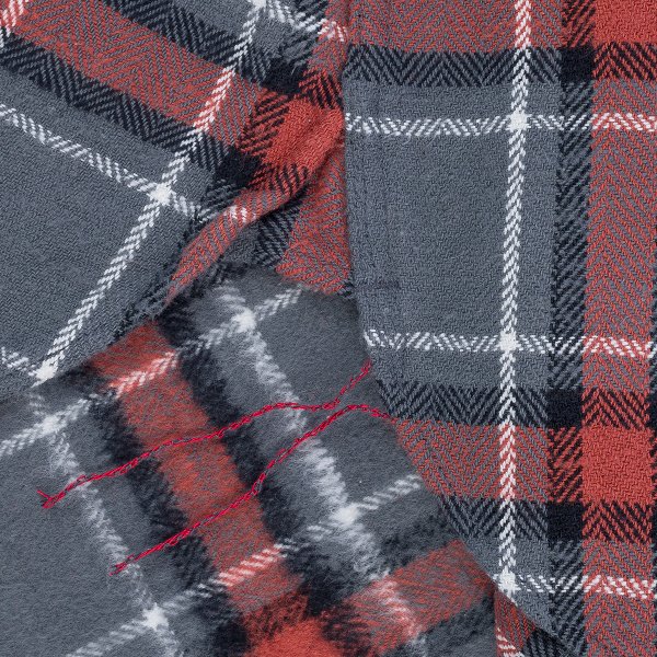 Iron Heart IHSH-375 Heavyweight 12oz Slub Flannel Shirt - Gray Herringbone Check for Men | Durable Workwear & Outdoor Activities