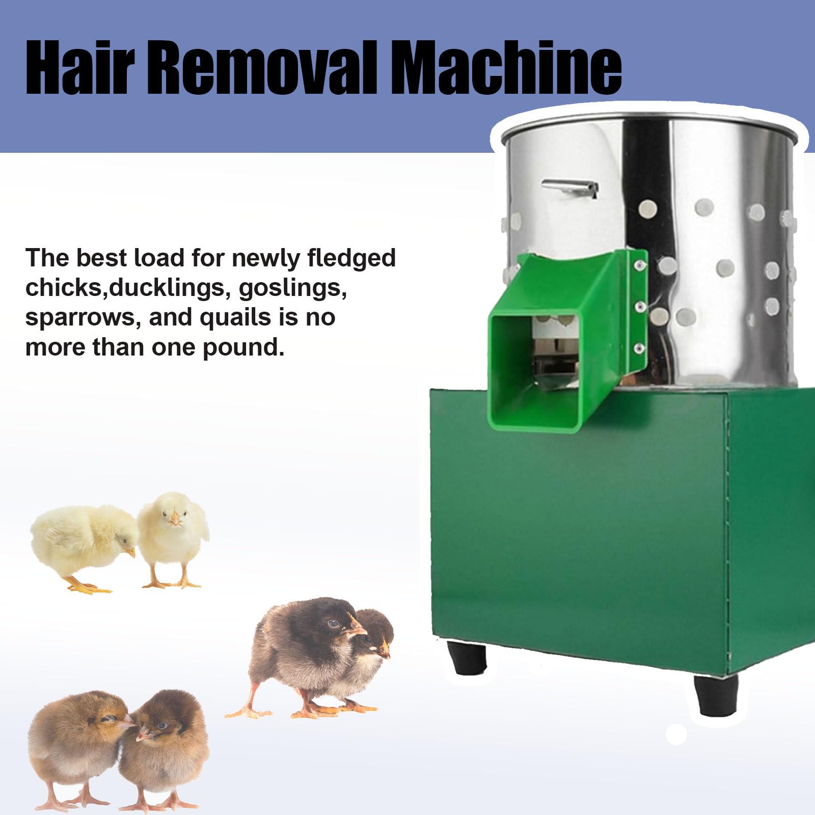 60W Electric Poultry Plucker Machine - Stainless Steel Chicken Feather Remover for Ducks, Chicks & Small Birds | Perfect for Home Butchering, Farm Use & Food Preparation
