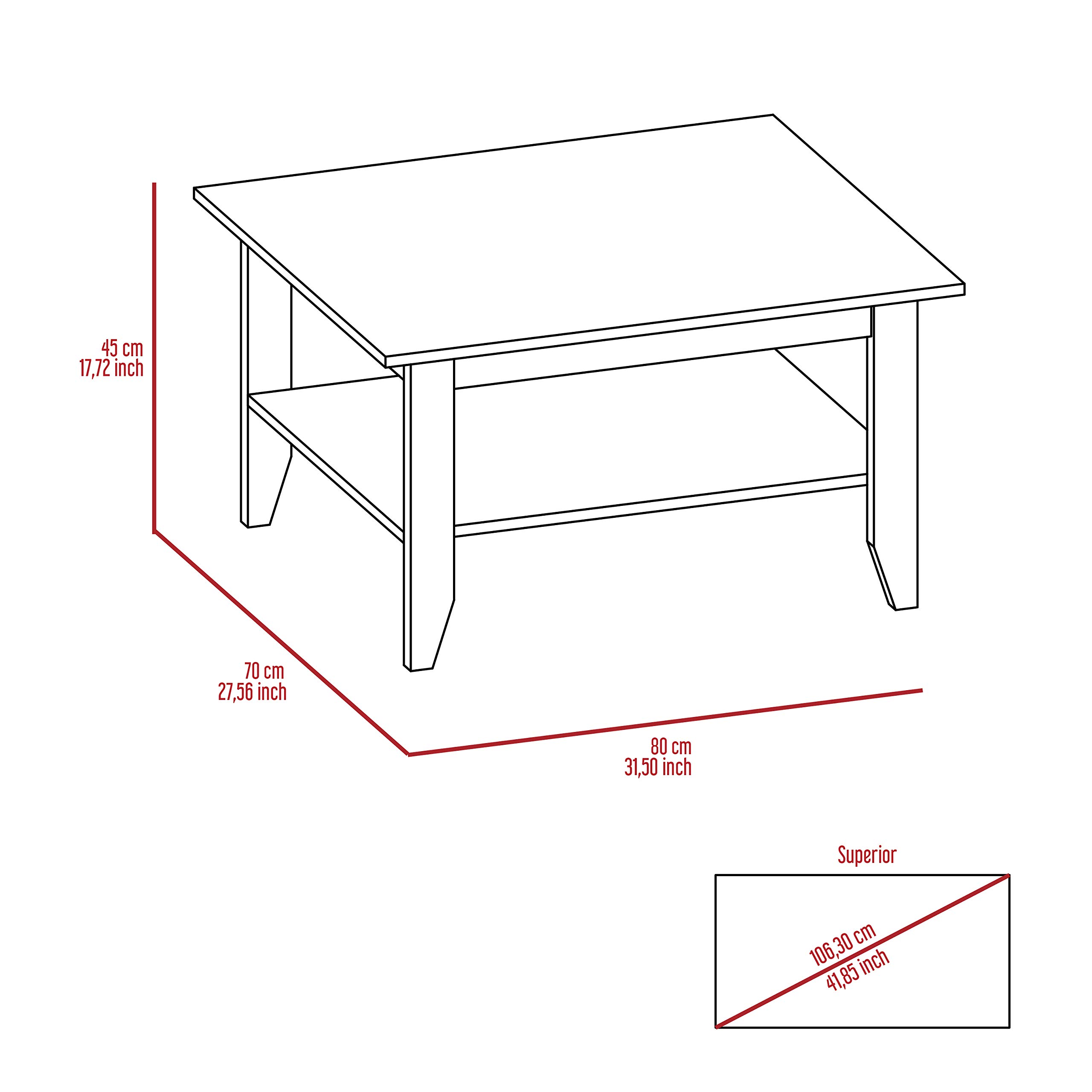 Tuhome Modern Essential Coffee Table with One Shelf and Four Legs - Black - Perfect for Living Room, Lounge, and Office Decor