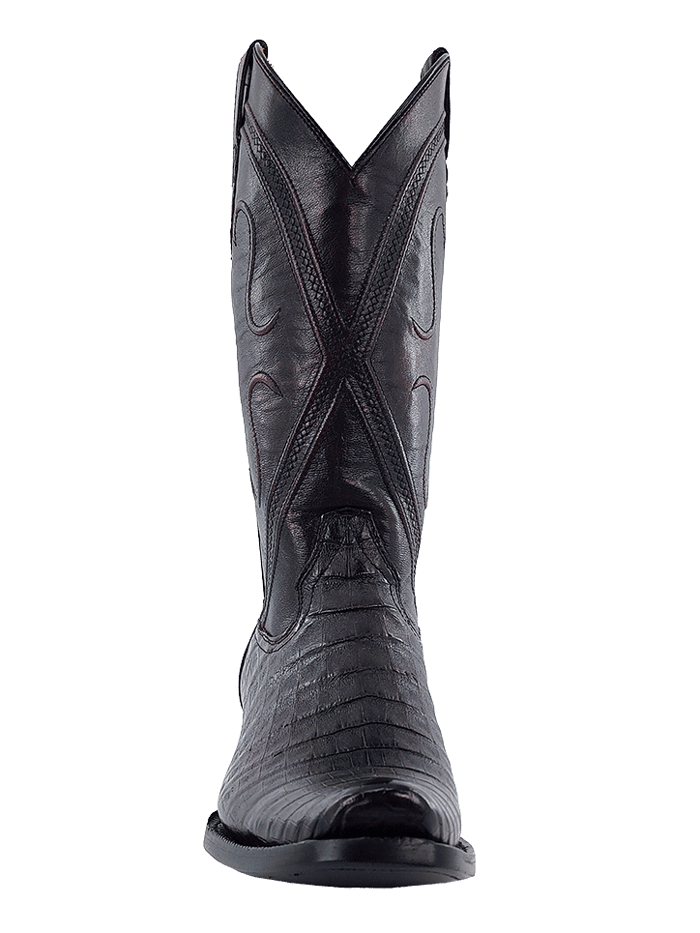 R.Watson RW2002 Genuine Caiman Belly Western Boots for Men - Black Cherry | Comfortable & Stylish Cowboy Boots for Riding, Dancing & Casual Wear