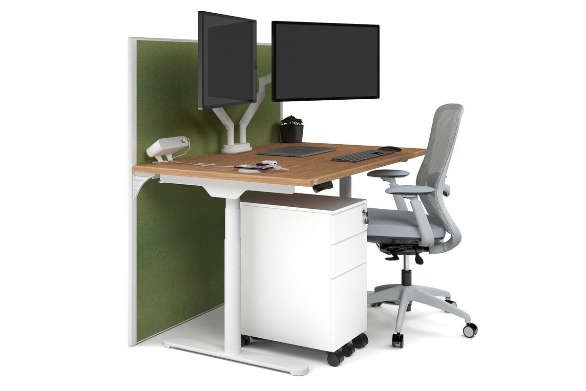 Flexi Premium Height Adjustable Single Workstation Desk - 1200L x 800W with Cable Management Scallop | Ergonomic Standing Desk for Home Office & Workspace