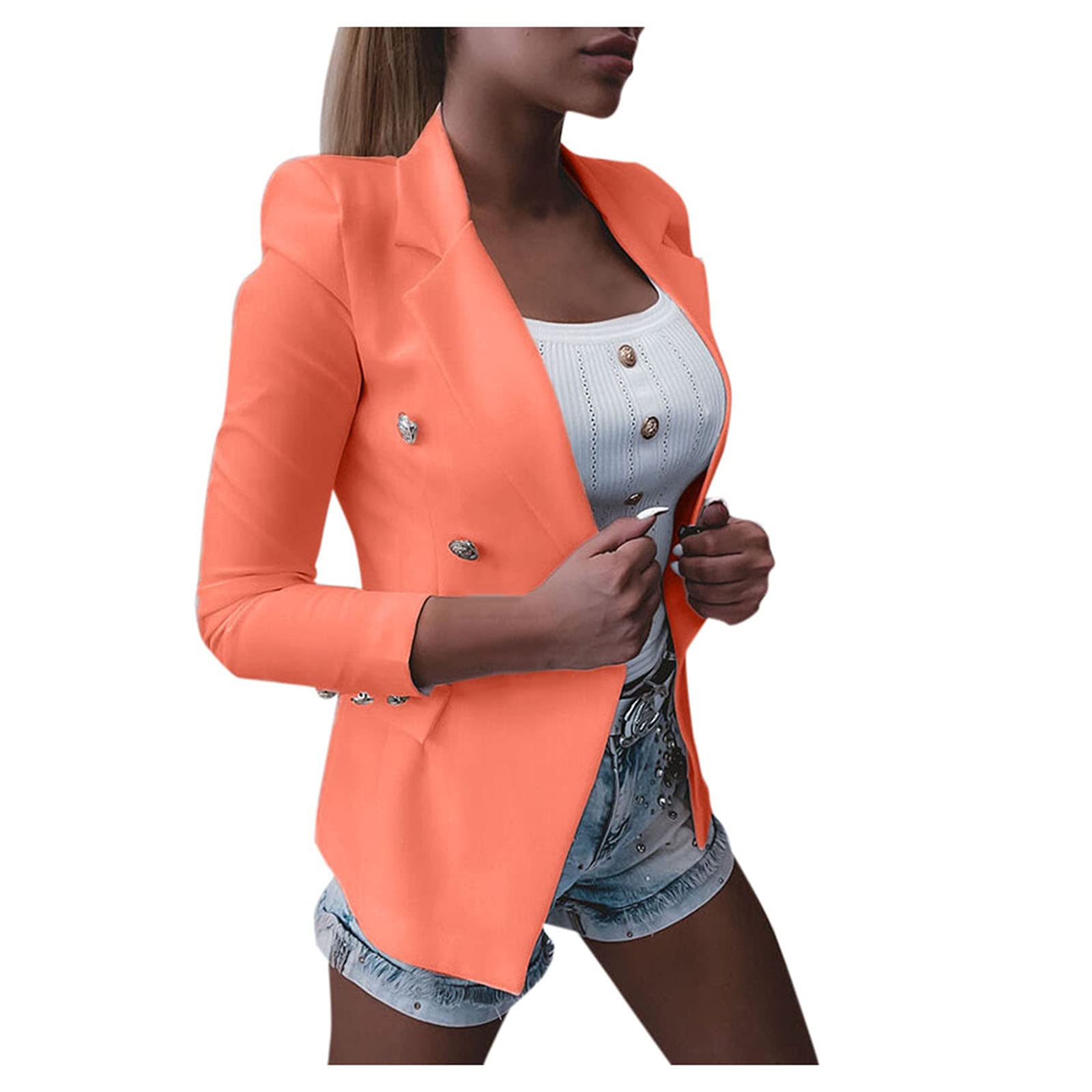 Plus Size Blazer for Women - Autumn Winter Cardigan with Pockets & Long Sleeves | Fleece Shirts for Work, Office & Casual Wear