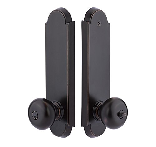 EMTEK Annapolis Single Point Lock with Matching Finish Providence Knob - 9 Finish Options (Oil Rubbed Bronze US10B) - Model 5308PUS10B - Perfect for Bedroom, Bathroom & Interior Doors