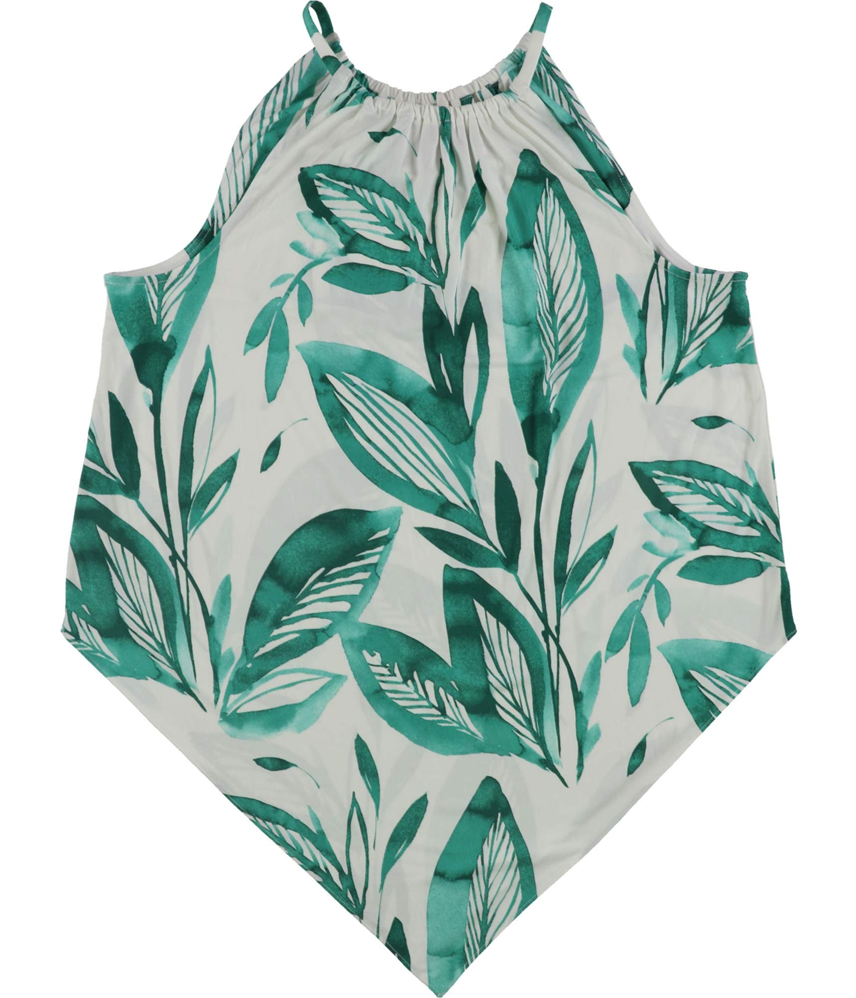 Alfani Women's Printed Pointed Hem Halter Top Shirt - Green, X-Small | Casual Summer Outfit, Beachwear, Party Top
