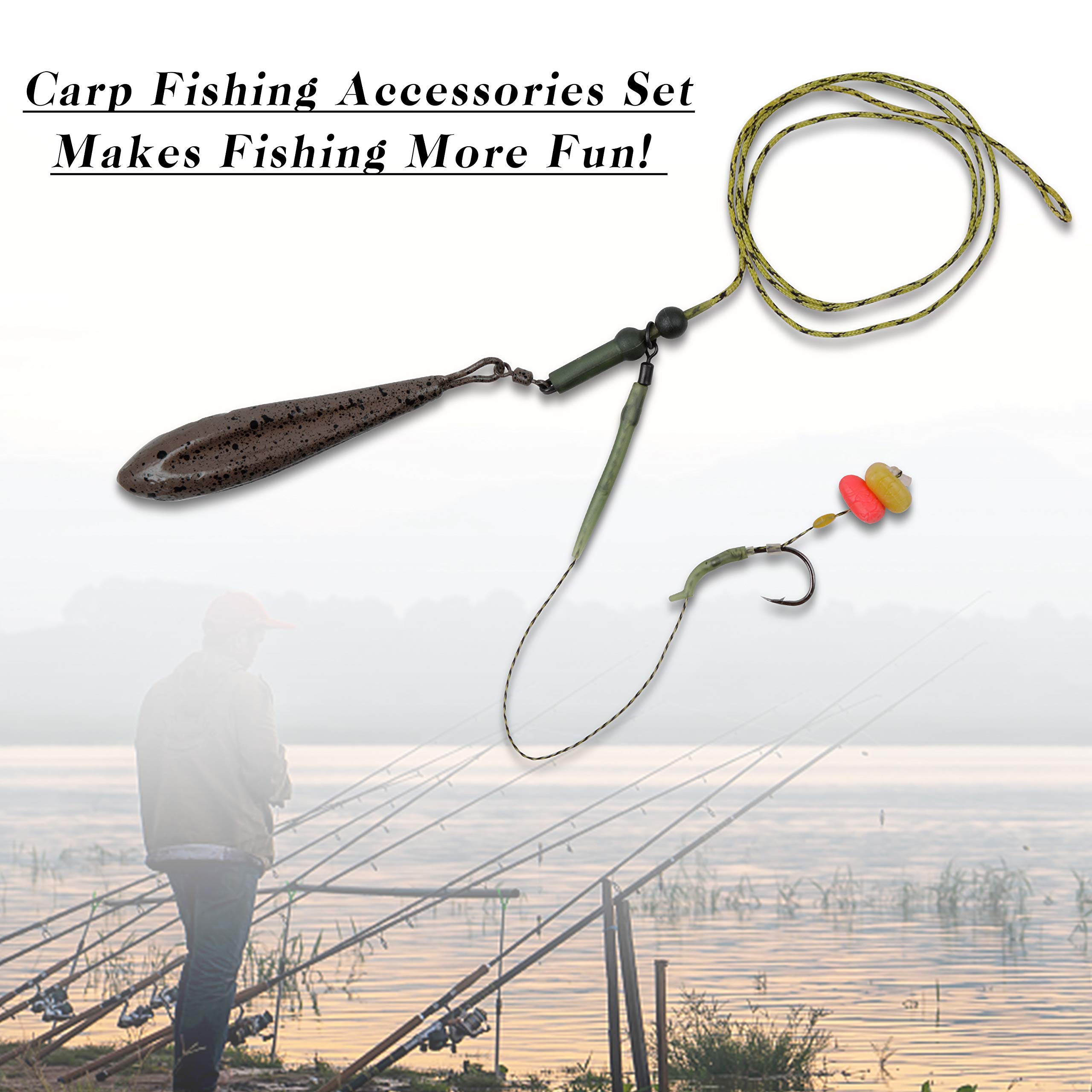 Carp Fishing Rigs Kit with Sinkers & Hooks for Freshwater Angling