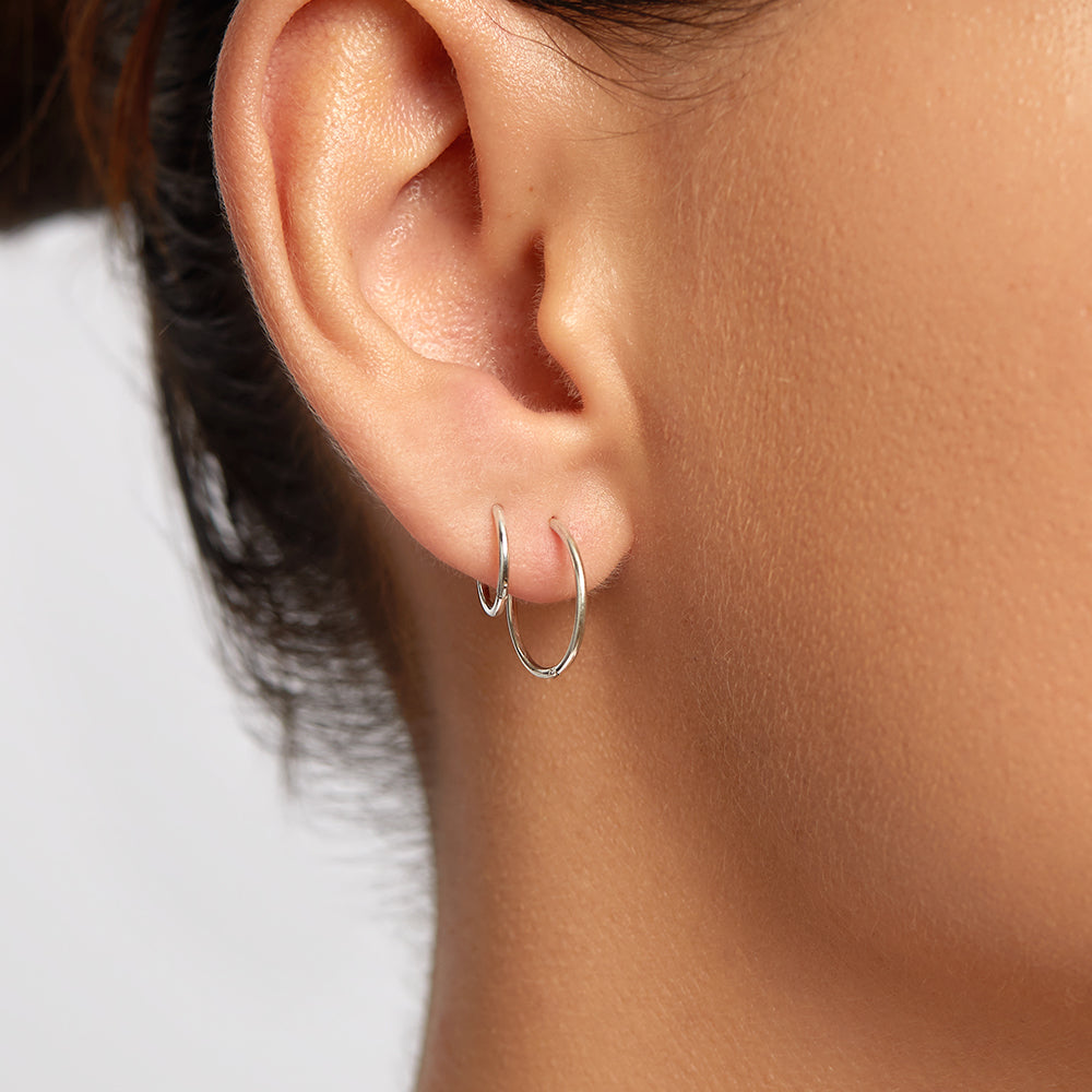 Polished Silver Sleeper Earrings for Women – Hypoallergenic & Comfortable for Everyday Wear, Sleep, and Work