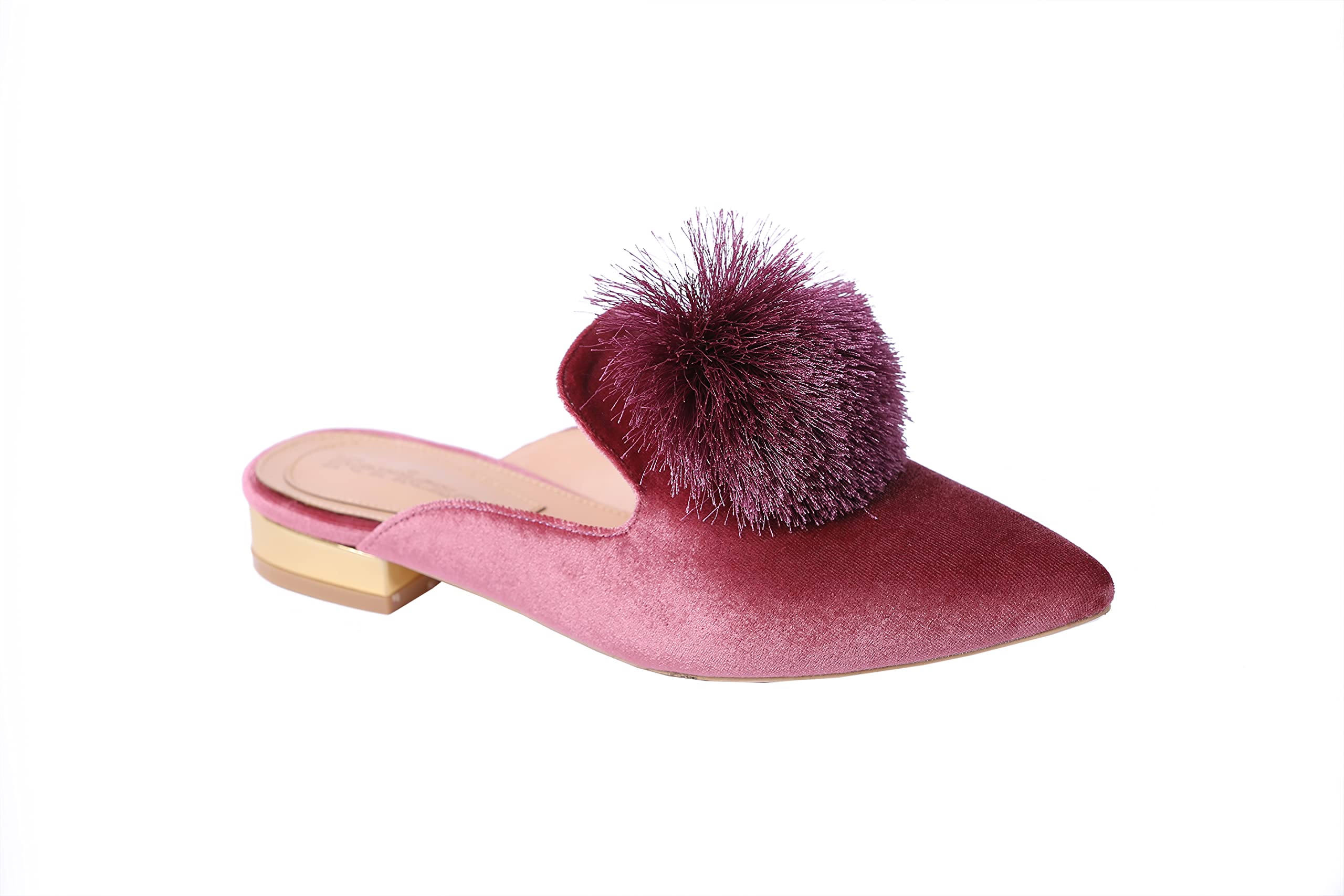 Fericzot Women's Slip On Mule Loafers - Backless Pointed Toe Flats with Puff Pompom Decor, Comfortable Casual Shoes & House Slippers for Women - Perfect for Home, Office, and Daily Wear