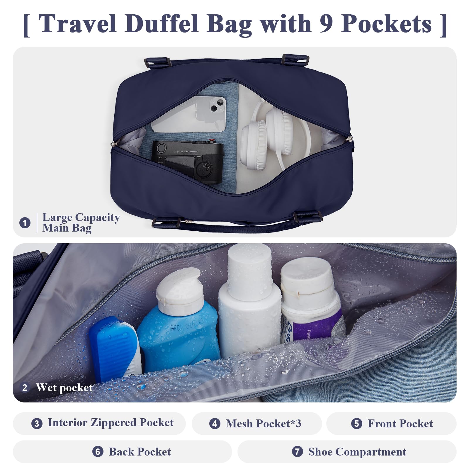 Best Travel Duffel Bag with Shoe Compartment - Women's Weekender Overnight Bag for Gym, Work & Airplane Carry-On | Perfect for Business Trips & Weekend Getaways