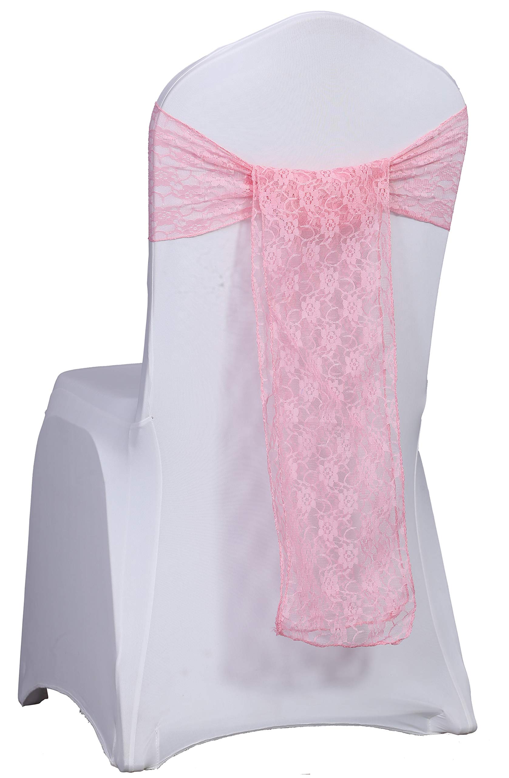 300-Piece Blush Pink Lace Chair Sash Set - Elegant Wedding & Party Chair Decor for Banquets, Bridal Showers, and Special Events