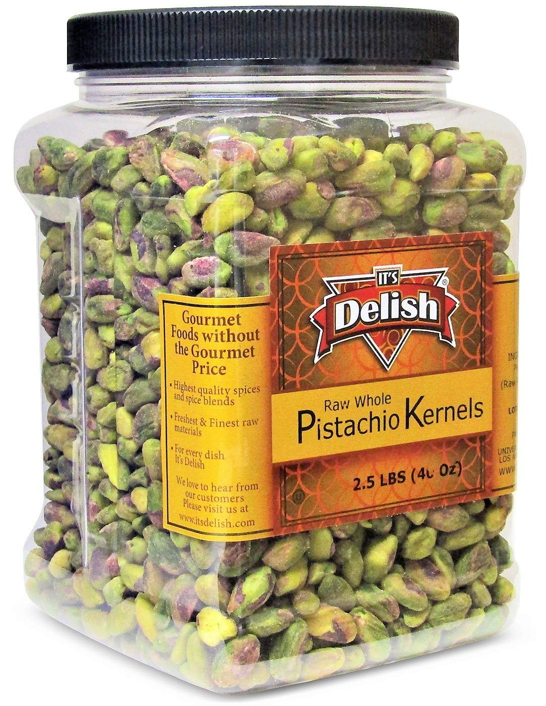 Premium California Raw Shelled Pistachios Kernels, 2.5 LBS (40oz) - Jumbo Resealable Jar - Healthy Snack for Weight Loss, Baking & Cooking - Non-GMO, Unsalted Nuts for Salads, Trail Mix & Desserts